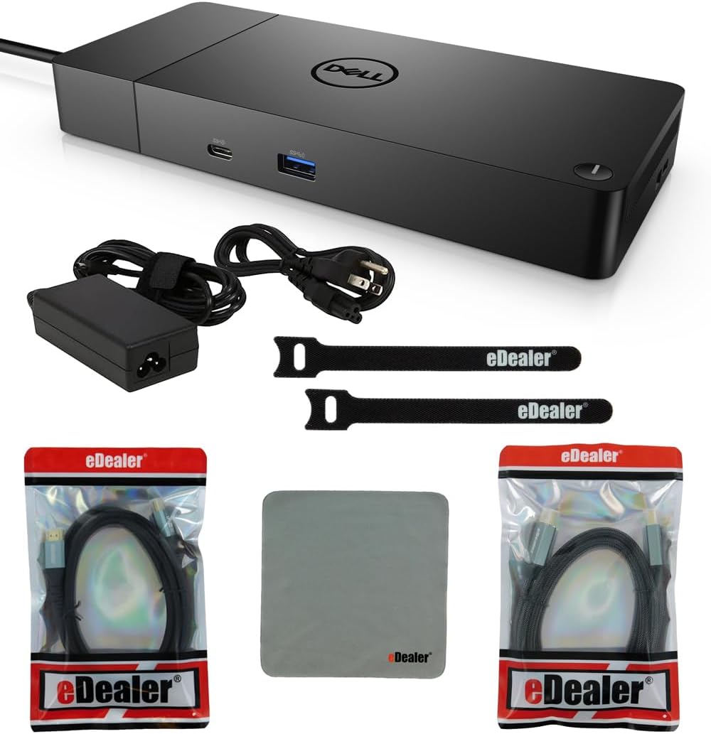 Dell WD19S 130W Docking Station (90W Power Delivery) USB-C, HDMI, Dual DisplayPort, Black, No 3.5mm Ports + Starter Kit Bundle