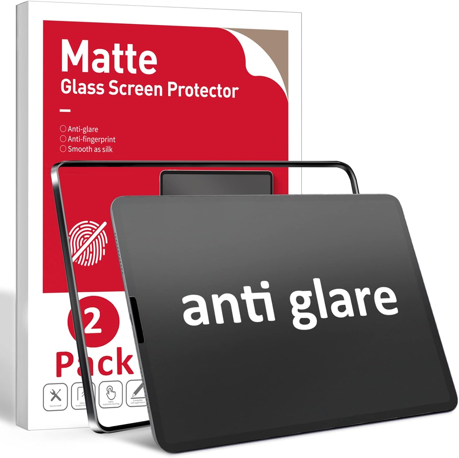 Ambison [2 Pack Matte Glass Screen Protector Compatible with iPad Air 5th Generation 2022 10.9 inch, [Install Frame] Anti Glare/Fingerprint Free/Bubble Free/9H Tempered Glass iPad Air 5