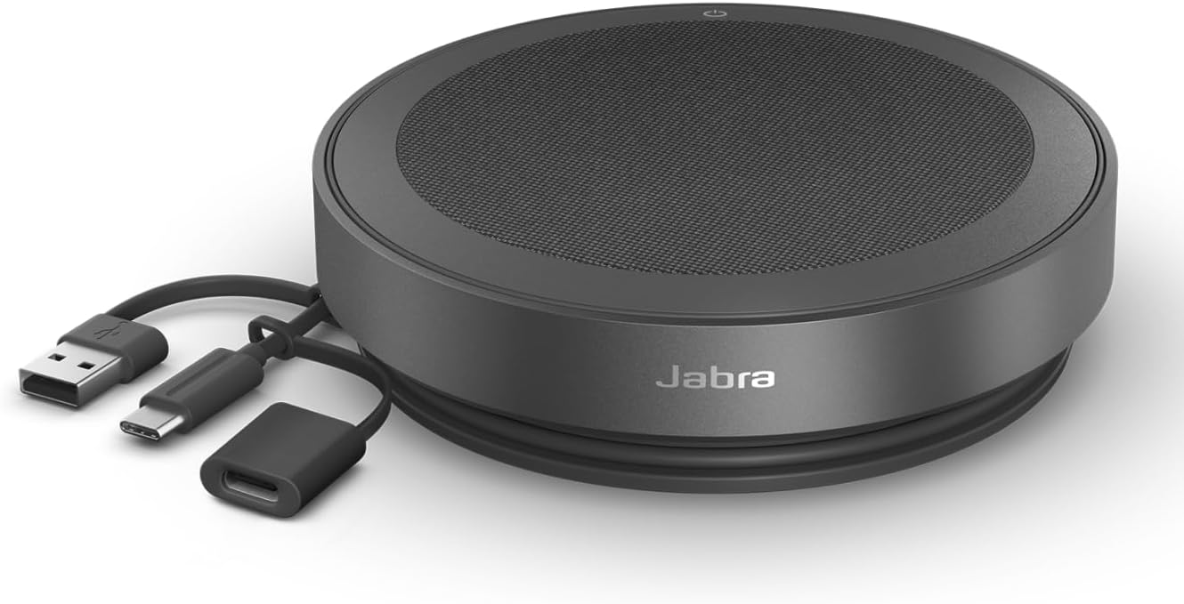 Jabra Speak2 75 (2025 Edition) Wireless Bluetooth Speakerphone – 4 Noise-Cancelling Mics, 65mm Speakers – New Linking Feature – USB-C Dongle – Certified for Microsoft Teams – Dark Grey