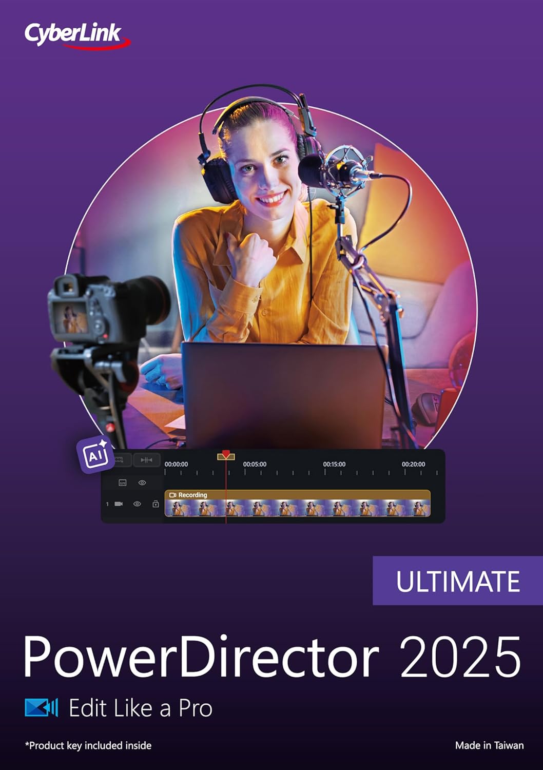 CyberLink PowerDirector 2025 Ultimate | Easy-to-Use AI Video Editing Software for Windows With Visual Effects | Slideshow Maker | Screen Recorder [PC Online code]