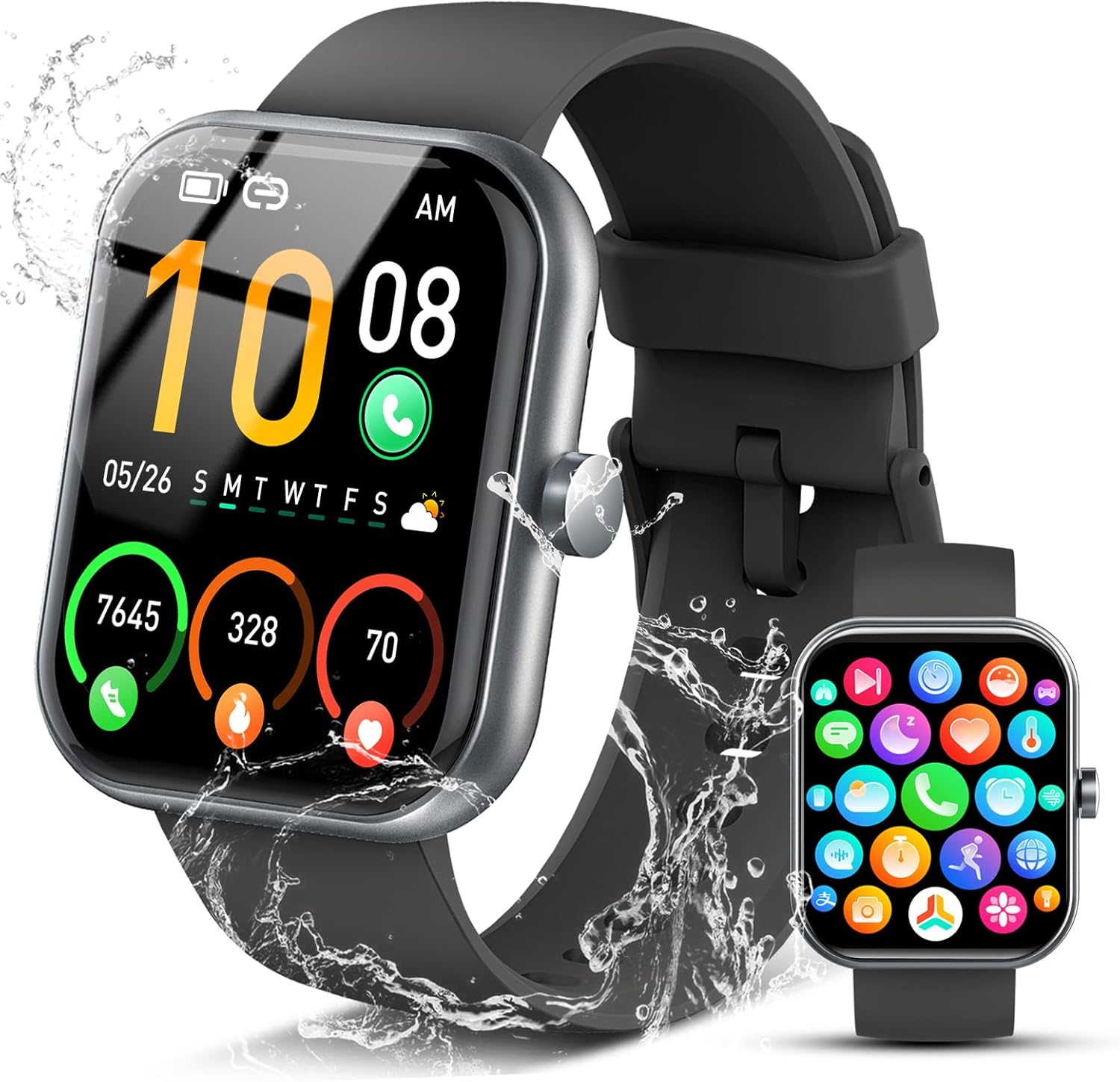 Smart Watch for Men Women (Answer/Make Call), 1.96″ HD Fitness Tracker Running Watch, IP68 Waterproof,Pedometer, Sleep/Step/Activity/Heart Rate Monitor,110+ Sport Mode Smartwatch for iOS Android Phone