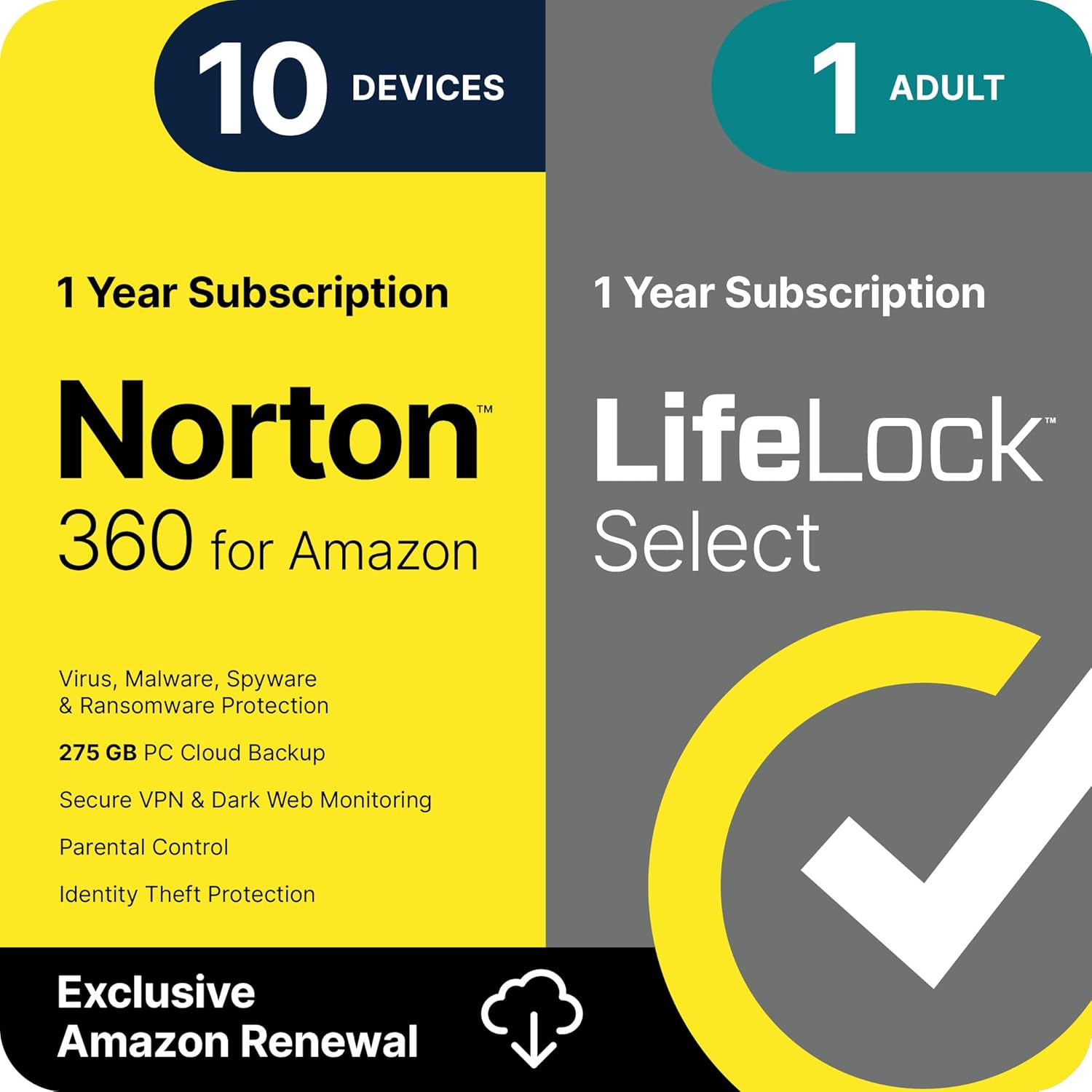 Norton 360 with LifeLock Select Bundle, 1 Year Subscription – 10 Devices – All-in-One Protection for your Devices, Online Privacy, and Identity, Activation Required [Subscription]
