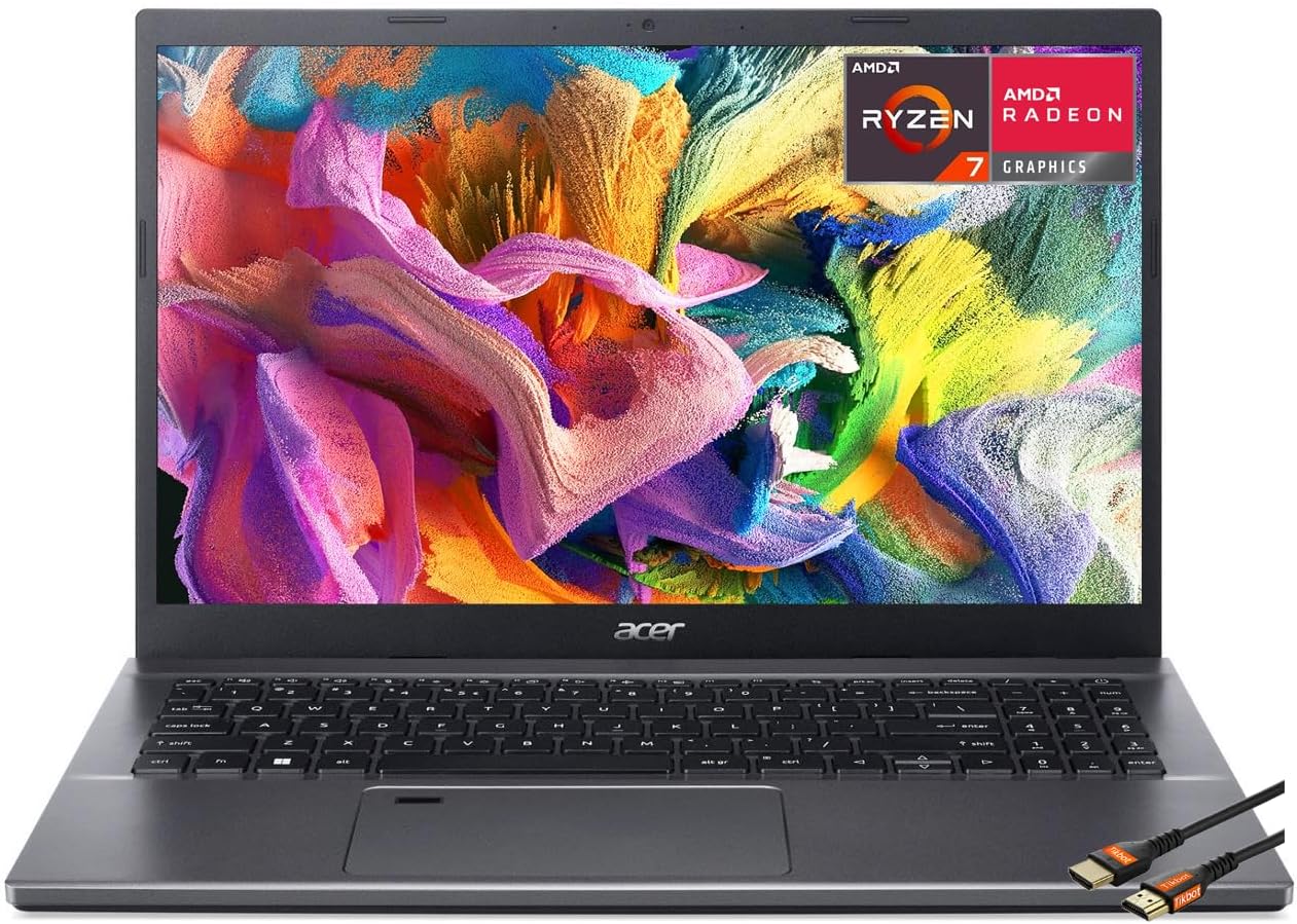 Acer Aspire 5 15.6″ Slim Laptop 8-core AMD Ryzen7 5825U AMD Radeon Graphic Wi-Fi 6 Backlit Keyboard Long Battery Life – Up to 9.5 Hours Webcam Windows 11 w/HDMI (16GB RAM | 512GB SSD)