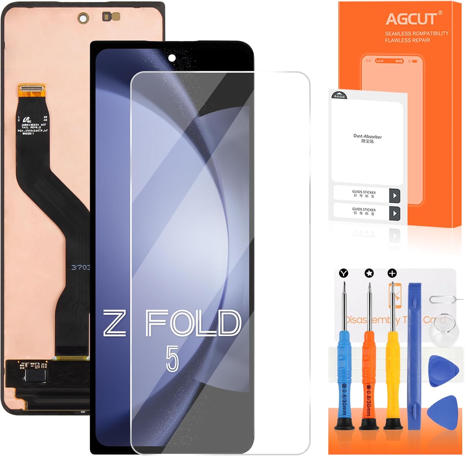 Original for Samsung Galaxy Z Fold5 Screen Replacement Z Fold 5 LCD Display F946B SM-F946U SM-F946W Screen Touch Digitizer Assembly Outer Small Front (with Fingerprint Function)