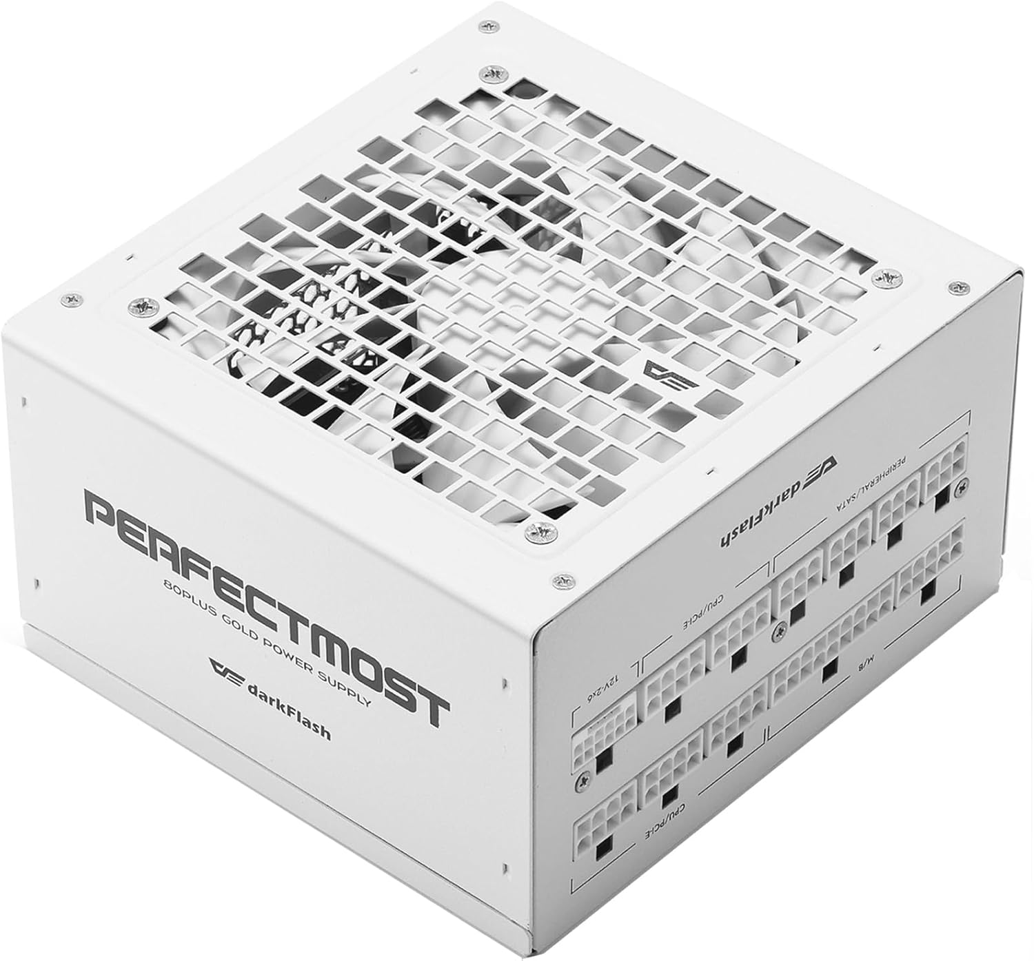 darkFlash PMT750 Fully Modular Power Supply ATX 3.1& PCIe 5.1 Ready, 12VHPWR Cable Included, 100% Japanese 105°C Capacitors, 80 Plus Gold Gaming PSU, Compact 150mm Size, 5 Year Warranty(White)