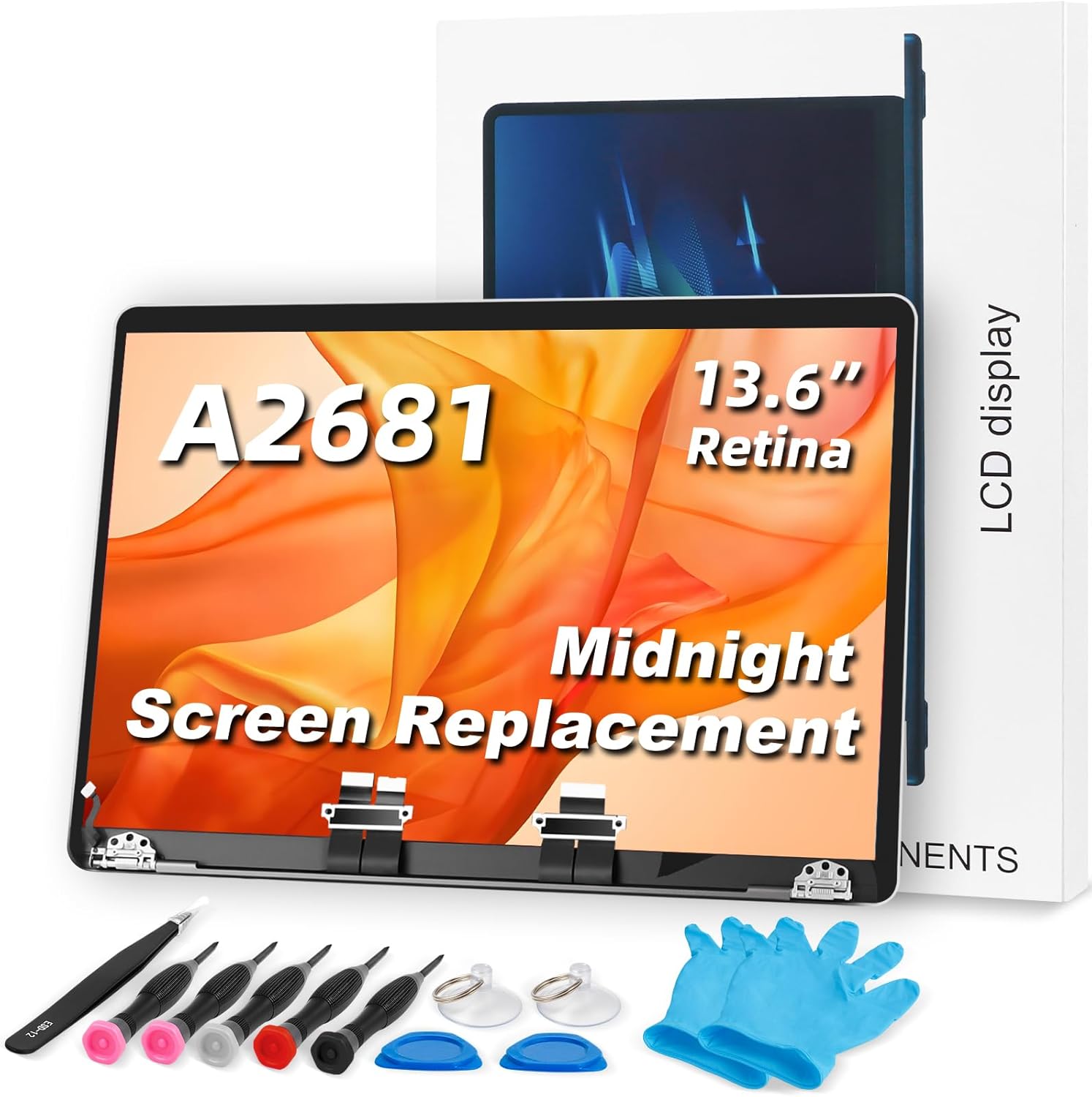 A2681 Screen Replacement a2681 LCD for 13.6” inches MacBook M2 air 2022 Year 2560×1600 Replacement LCD Full Assembly for EMC 4074 Midnight