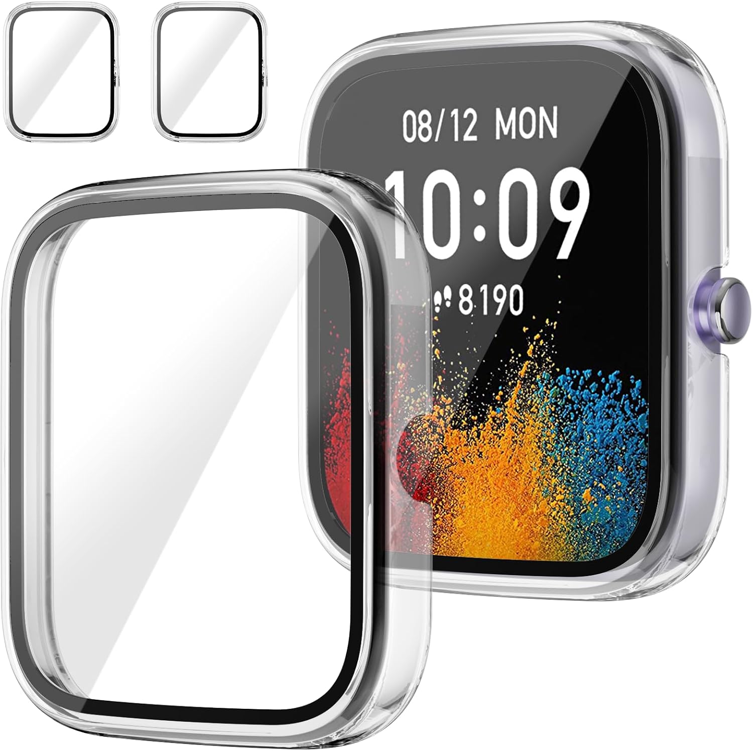 Screen Protector for Amazfit GTS 4 Mini Smartwatch, 2-Pack Hard PC Bumper Full Face Cover Protective Case Accessories for GTS 4 Mini Men Women