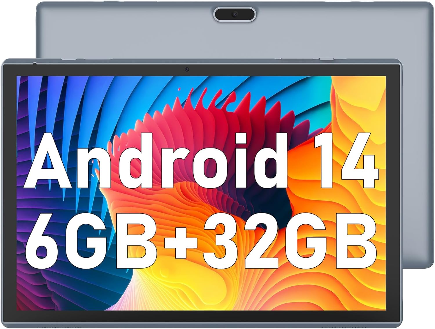 10 inch Tablet Android 14 Tablet PC, 10.1″ Android Tablets DDR4 6GB RAM(4GB Expand) 32GB ROM 2MP+8MP Dual Camera WiFi-6 BT Support 1TB Expand 10 IN IPS Tab 6000mAh Battery Powerful Performance Tablets