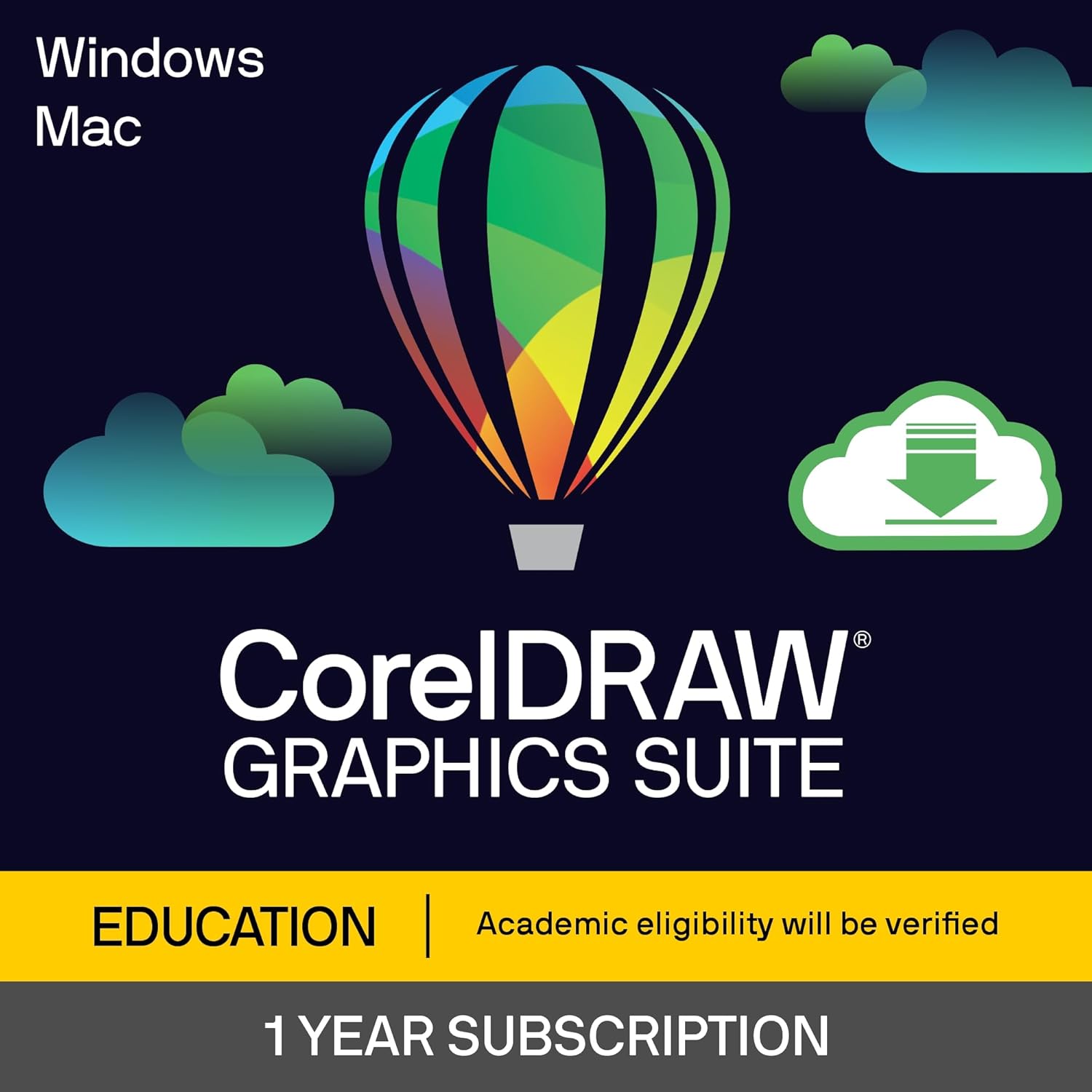 CorelDRAW Graphics Suite Education Edition | 1 Year Subscription | Graphic Design Software for Education | Vector Illustration, Layout, and Image Editing [PC/Mac Download]
