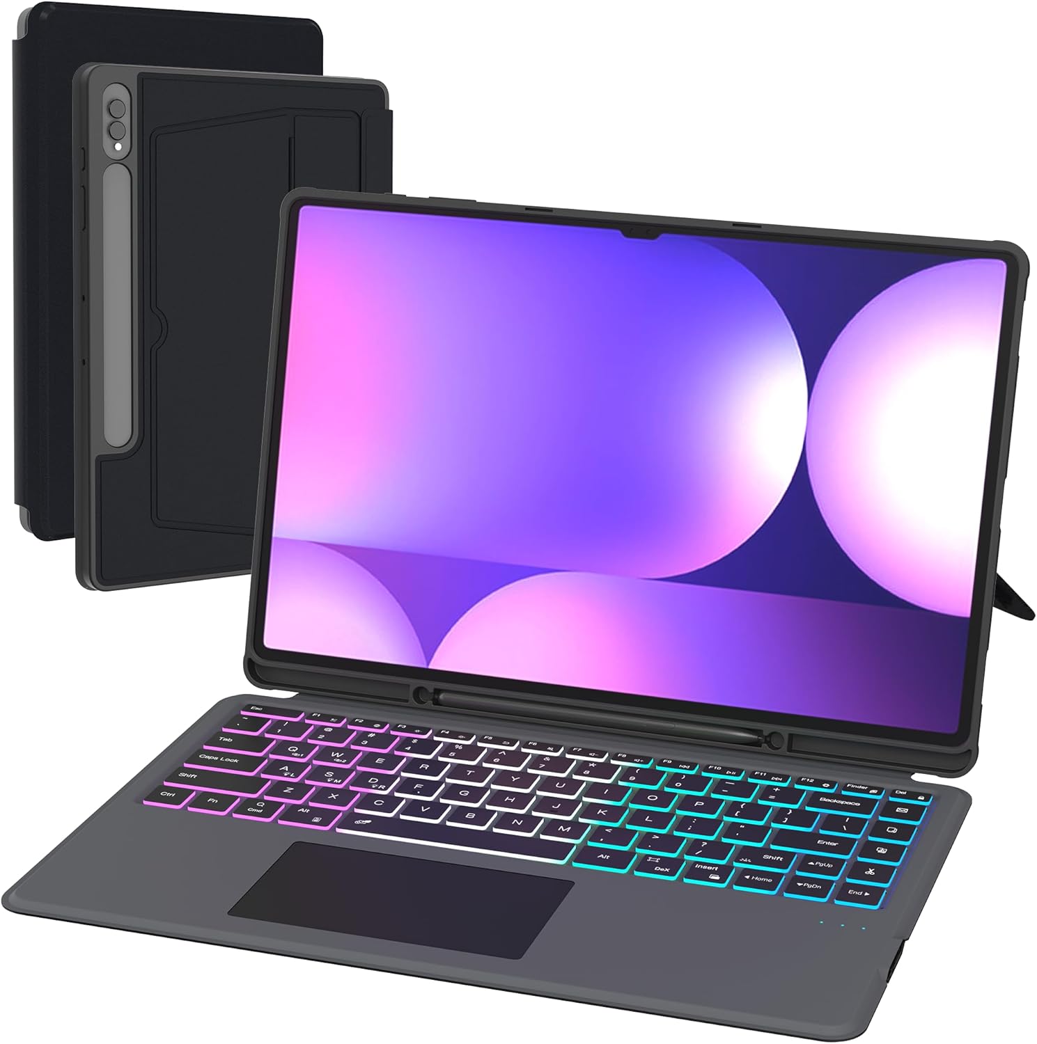 for Samsung Galaxy Tab S9 Ultra/S8 Ultra/S10 Ultra 14.6″ Keyboard Case: 7 Colors Backlit Keyboard with Trackpad | Smart Touchpad Magnetic Detachable Keyboard Cover for 14.6 inch Tab S10 Ultra/S9 Ultra