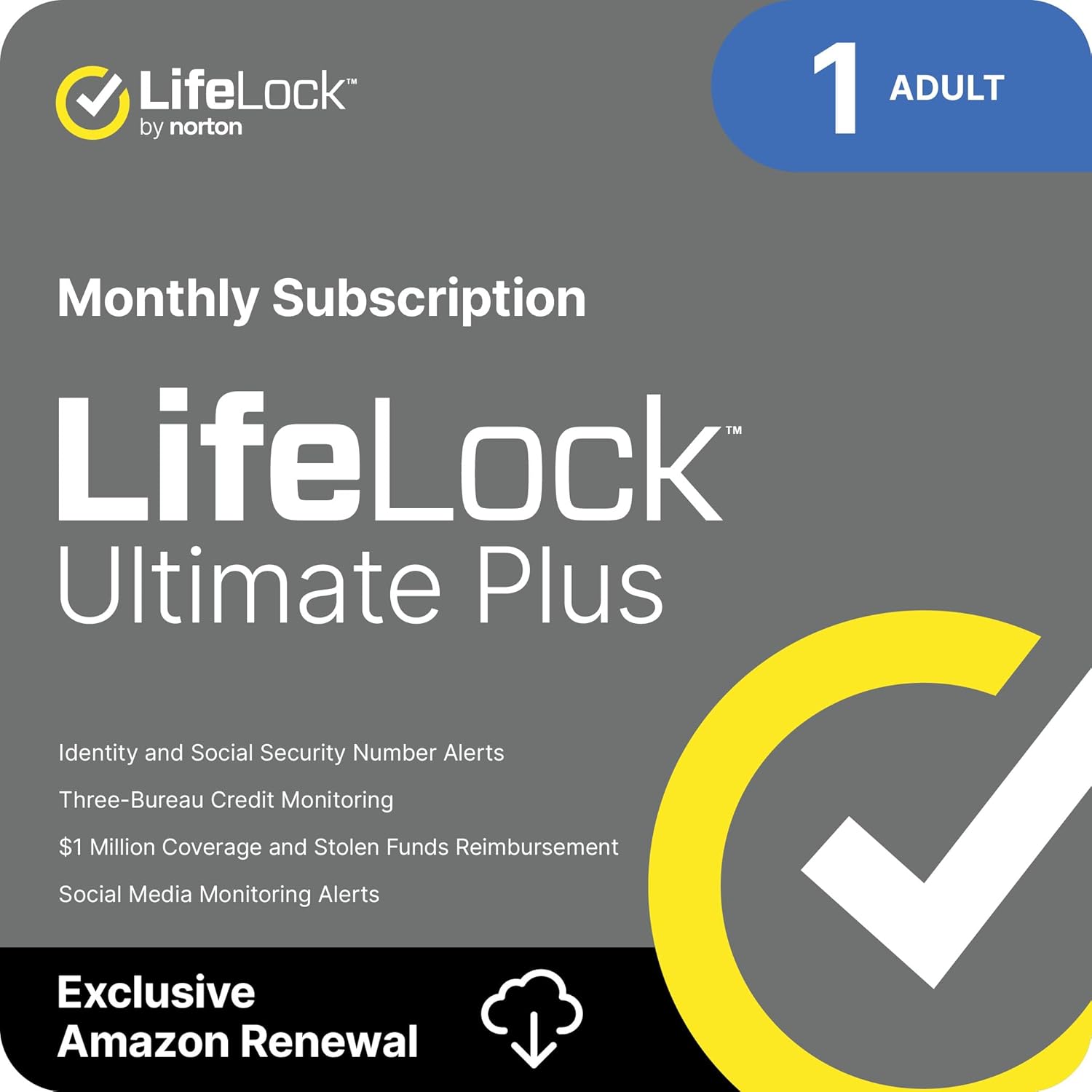 LifeLock Ultimate Plus Identity Theft Protection, Individual Plan, 1 Month Subscription, Activation Required [Subscription]