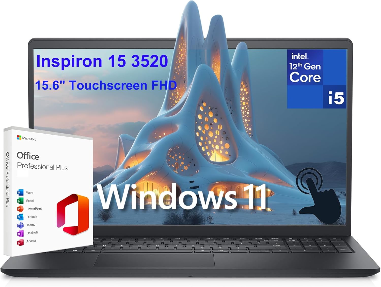 Dell Inspiron 15 3520 3000 15.6″ Touchscreen FHD Laptop Computer, 12th Gen Intel 10-Core i5-1235U (Beat i7-1195G7), 16GB DDR4 RAM, 1TB PCIe SSD, WiFi, Windows 11 S, Microsoft Office Annual License