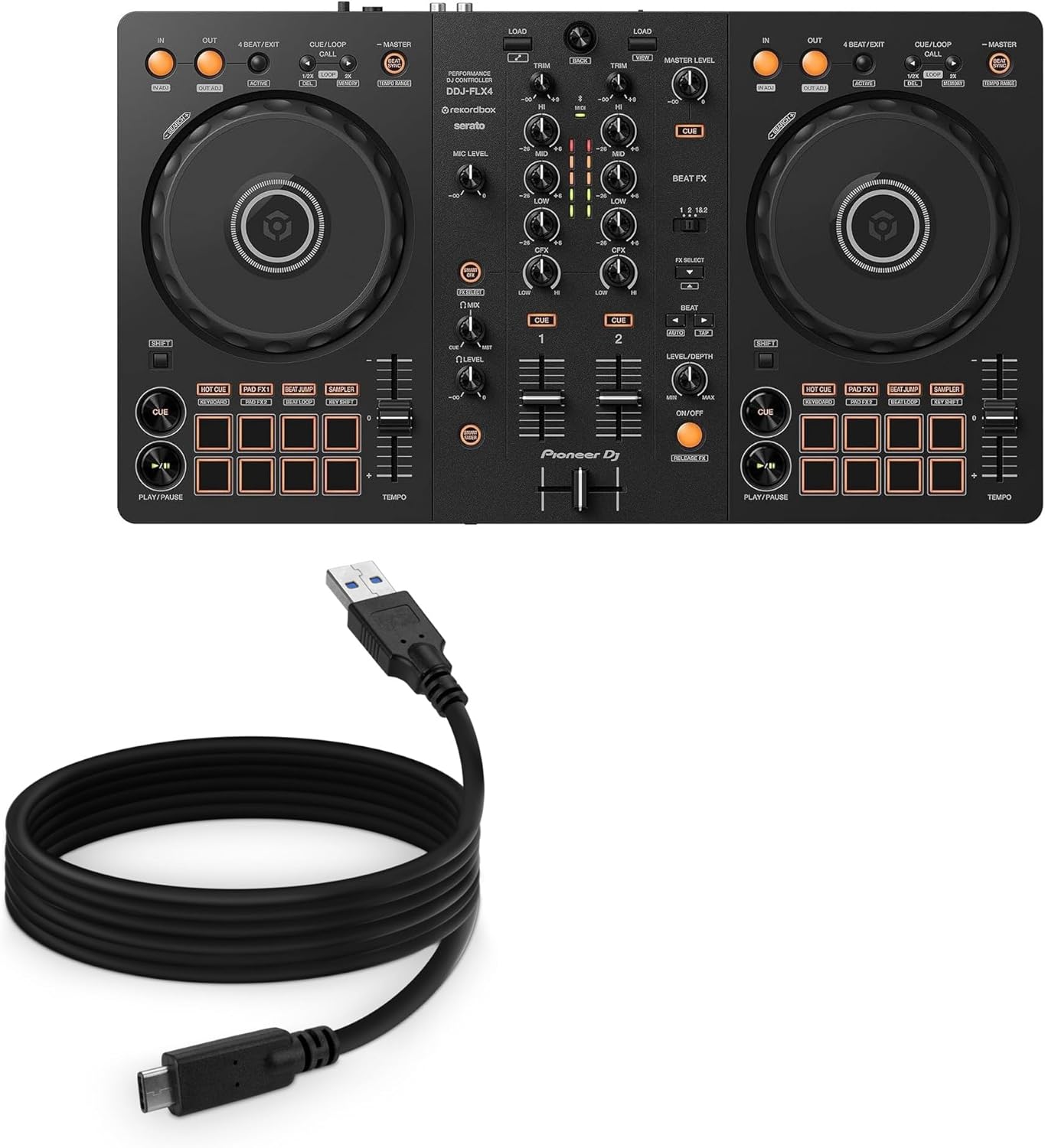 BoxWave Cable Compatible with Pioneer DJ DDJ-FLX4 – DirectSync – USB 3.0 A to USB 3.1 Type C, USB C Charge and Sync Cable – 6ft – Black