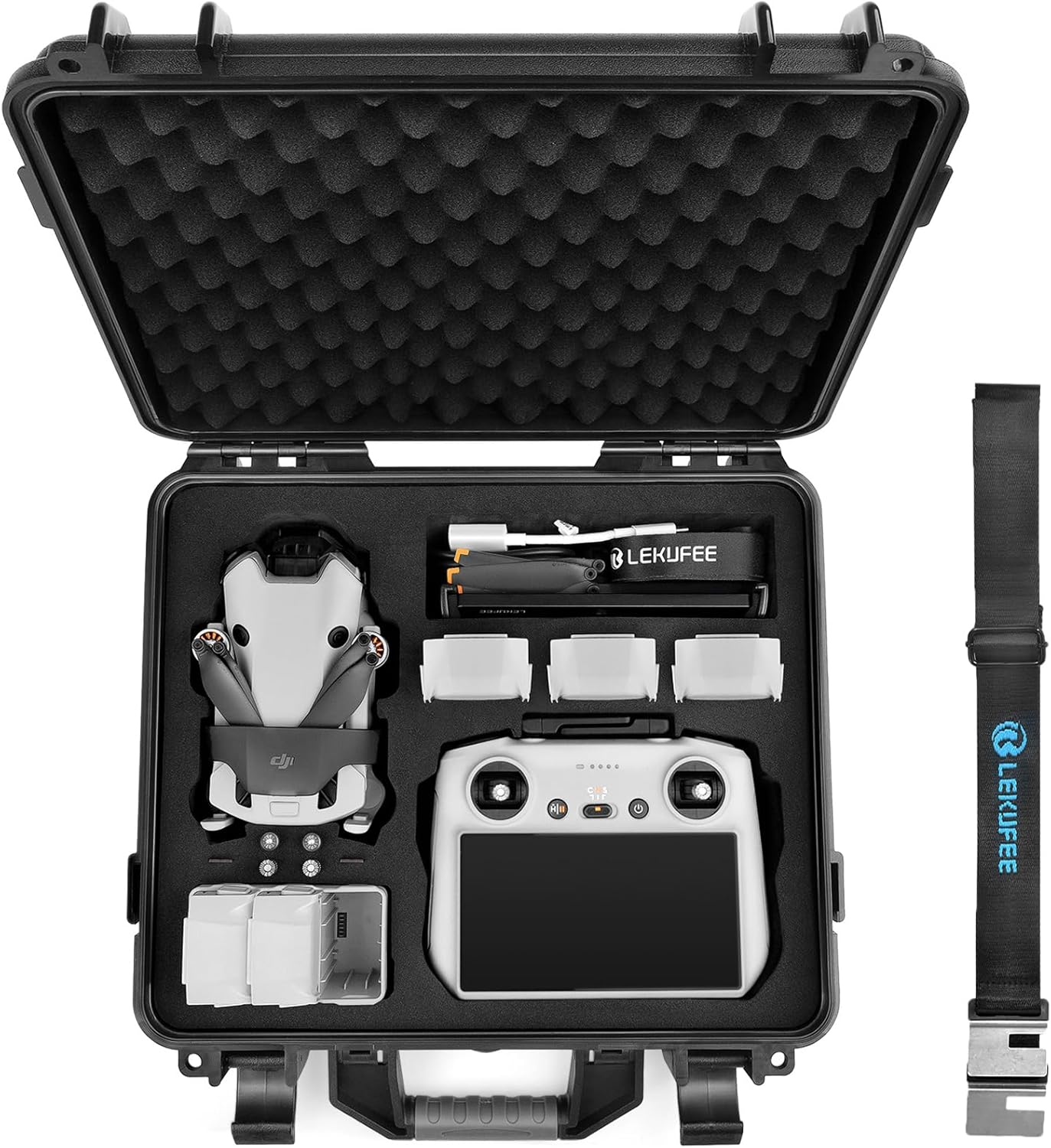 Lekufee Waterproof Hard Carrying Case for DJI Mini 4 Pro/4/3 Pro/3 Drone & RC 2/RC/N2/N1 Controller & Accessories