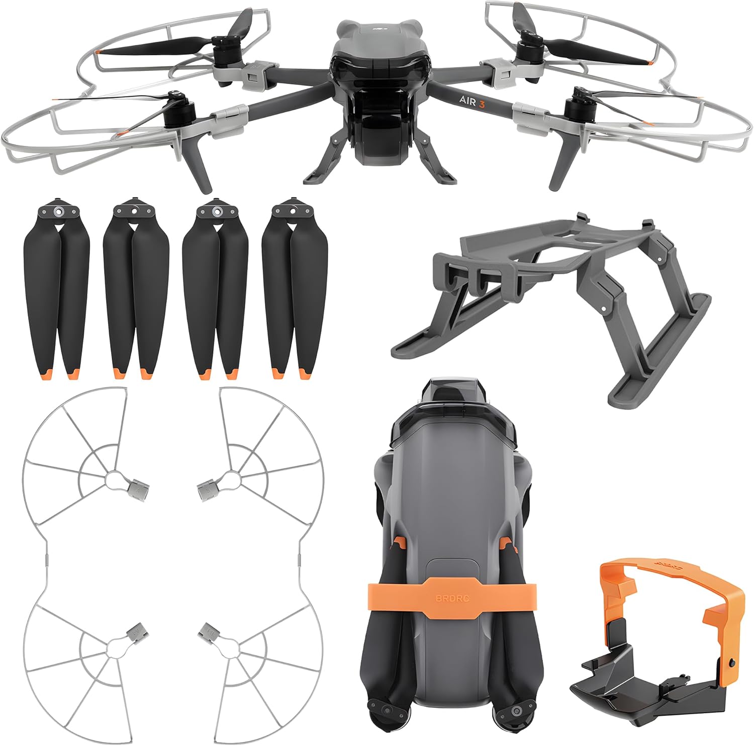 Propellers for DJI Air 3S Drone – 4Pcs Accessories Set with Propeller Guard Protector Landing Gear Low Noise Blades for DJI Air 3/Air 3S Drone Accessories Bundles