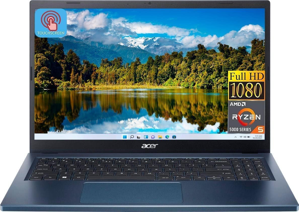 acer Aspire 3 15.6″” Full HD IPS Touch Display Laptop | AMD Ryzen 5 7520U (Beat i7-1165G7)| 8GB RAM DDR5 | 512GB SSD | AMD Radeon Graphics | Windows 11 Home | Bundle with USB 3.0 Hub, Blue