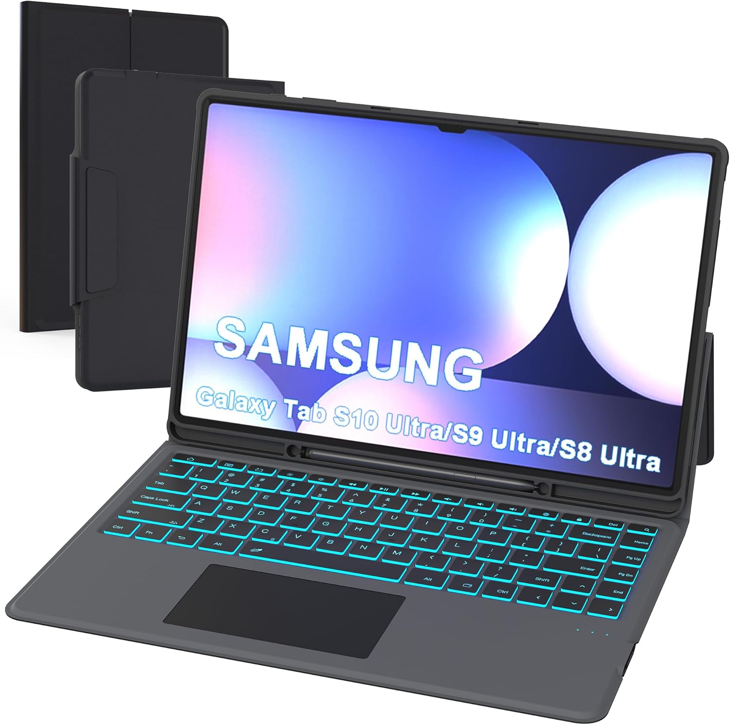 for 14.6 inch Samsung Galaxy Tab S9 Ultra /S8 Ultra/S10 Ultra Case with Keyboard – Folio Tablet Book Cover with Touchpad – 7 Color Backlit Keyboard Case with S Pen Holder for 14.6″ Tab S8/S9/S10 Ultra