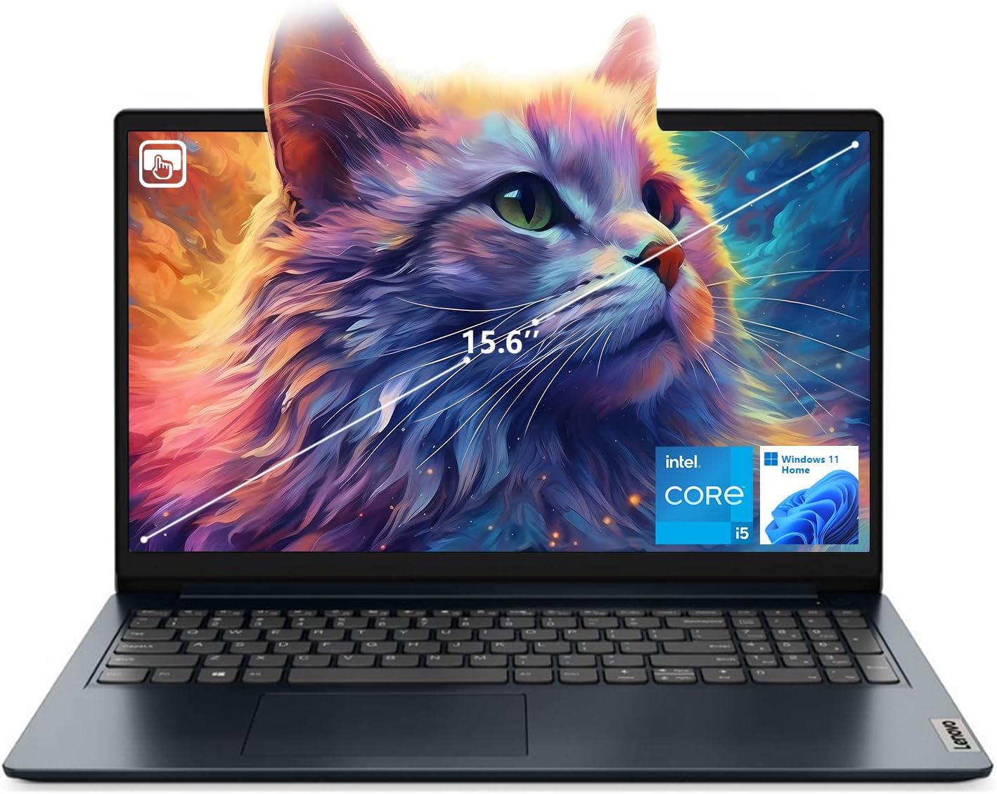 Lenovo IdeaPad 1i Laptop, 15.6″ FHD Touchscreen, Intel Core i5-1235U Processor, 24GB RAM, 1TB SSD, Webcam, HDMI, Wi-Fi 6, Windows 11 Home, Blue