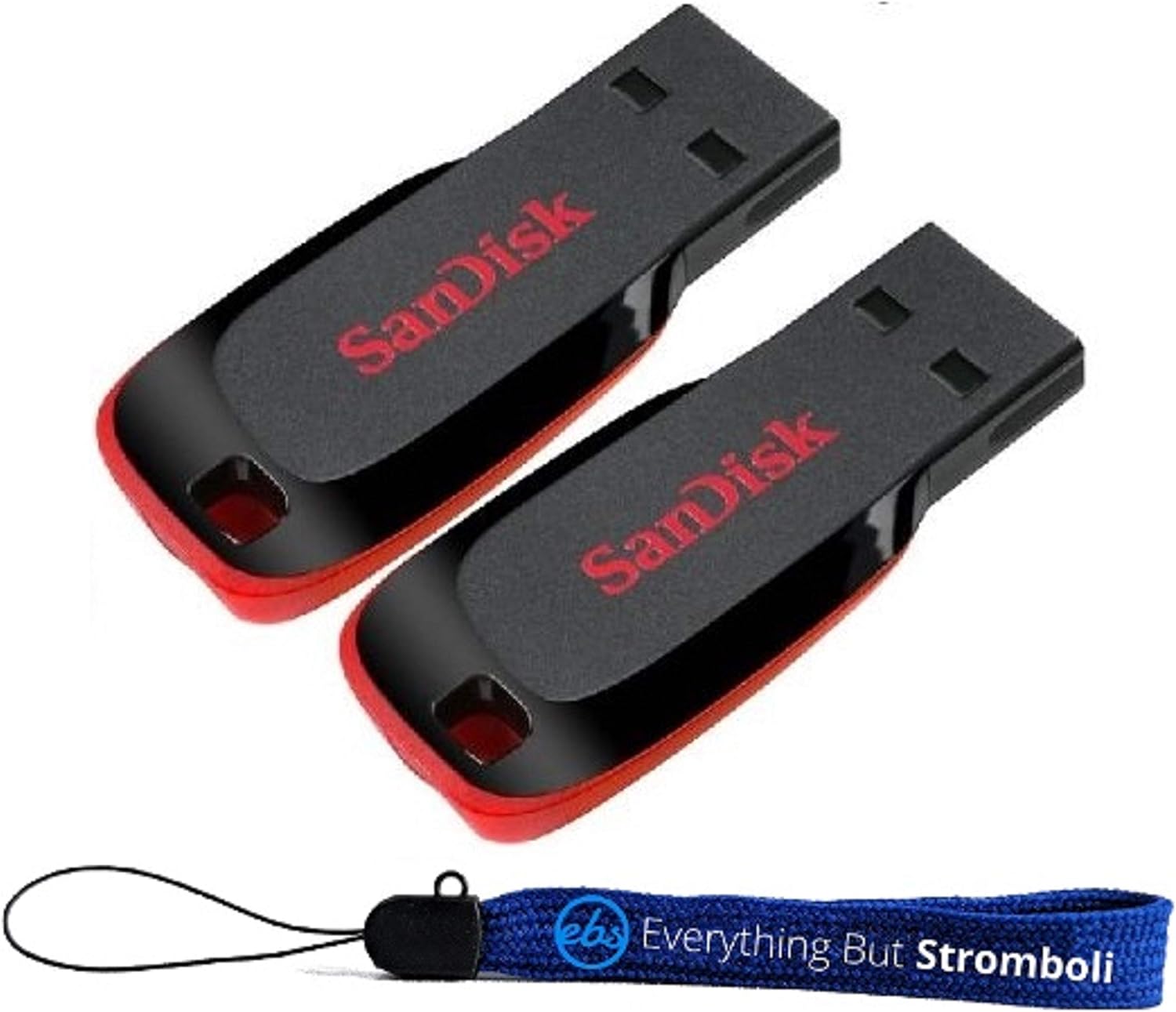 SanDisk Cruzer Blade 128GB (2 Pack) USB 2.0 Flash Drive Jump Drive Pen Drive SDCZ50-128G – w/ (1) Everything But Stromboli ™ Lanyard