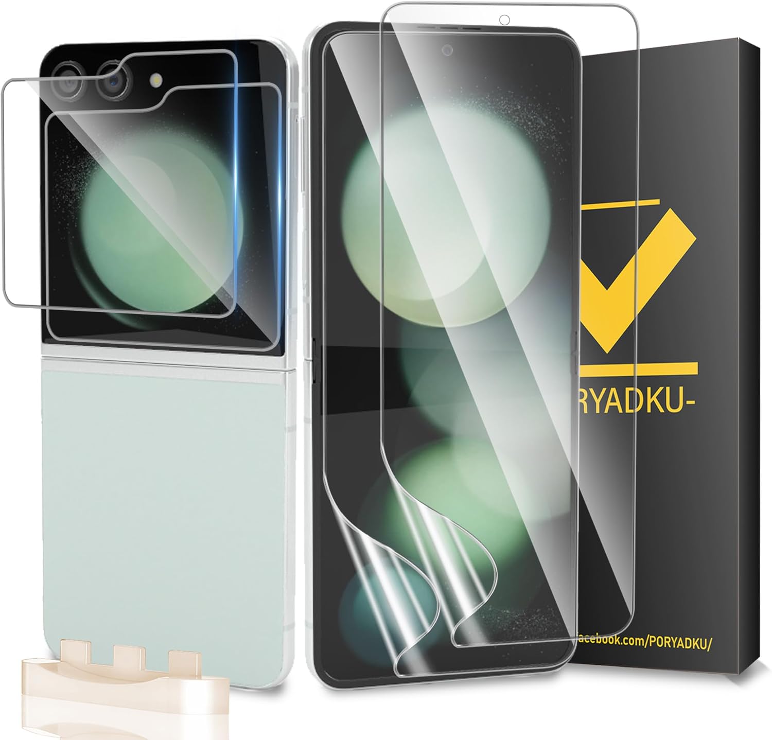 2+2 Pcs For Samsung Galaxy Z Flip 5 Screen Protector (Not Glass), Easy Installation, Fingerprint Suitable, Case Friendly, Full Coverage For Z Flip 5 5G