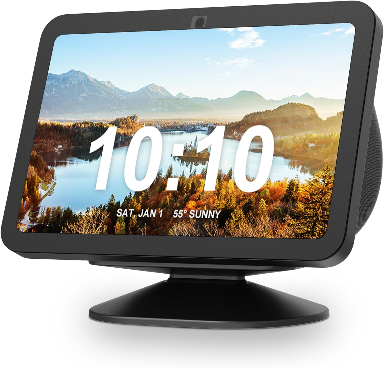 PlusAcc Stand for Echo Show 8 (3rd Gen) – Adjustable Tilt Holder, Table Stand Accessories Compatible with iPhone Models & Echo Show 8 3rd Generation, Non-Slip Base (Black)