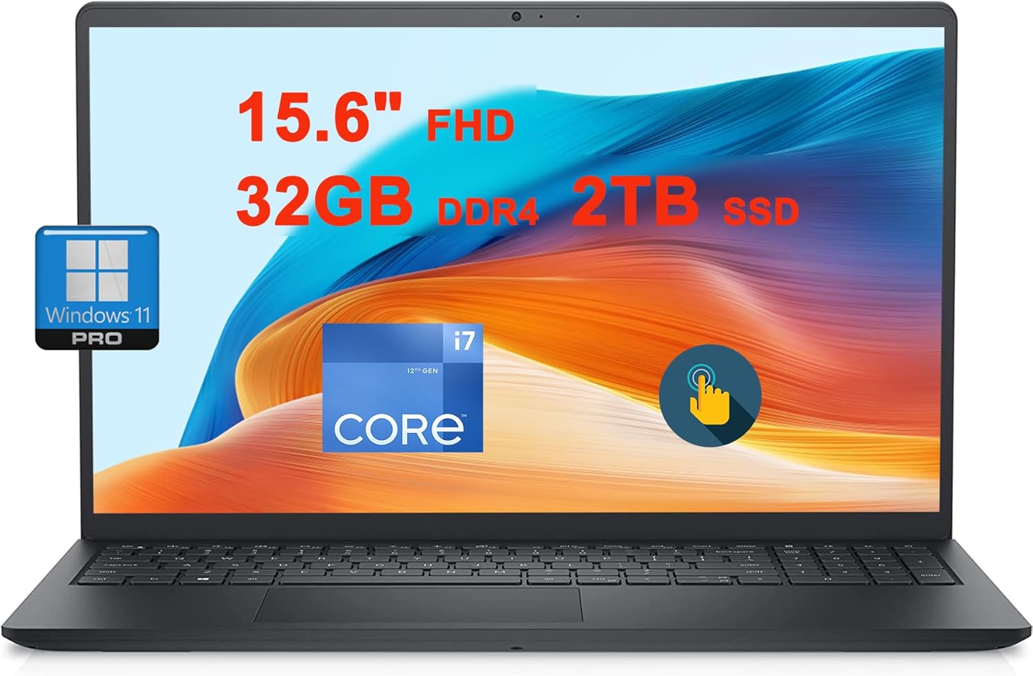 Dell Inspiron 15 3520 Business Laptop | 15.6″ FHD Anti-Glare Multi-Touch | Intel 10-Core i7-1255U | 32GB DDR4 2TB SSD | FHD Camera Win11Pro Black
