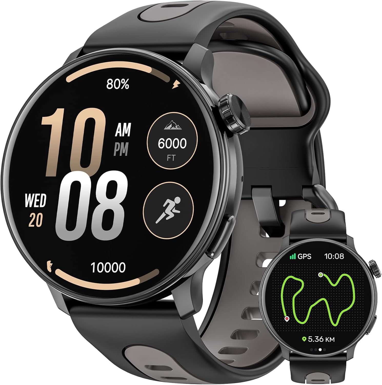 Smart Watch for Men Women GPS, 1.43” AMOLED Smartwatch with Compass/Barometer/Altimeter 100+ Sports Fitness Tracker with Health Monitor for Android iOS 3ATM Waterproof Answer/Make Call