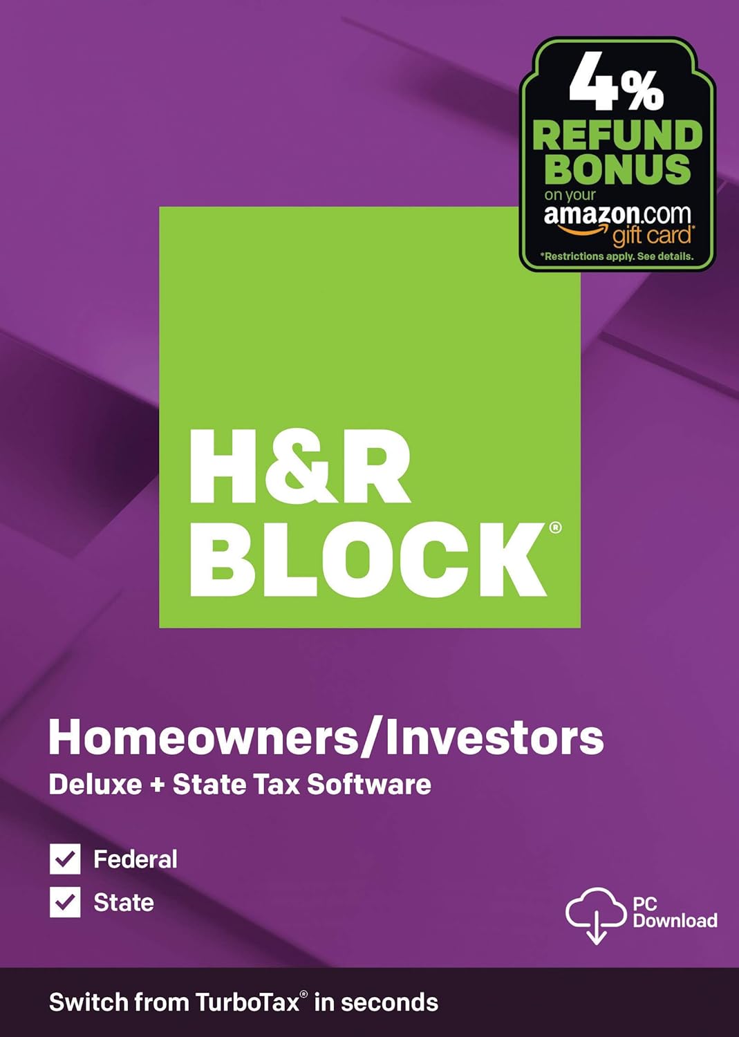 [OLD VERSION] H&R Block Tax Software Deluxe + State 2019 [Amazon Exclusive] [PC Download]
