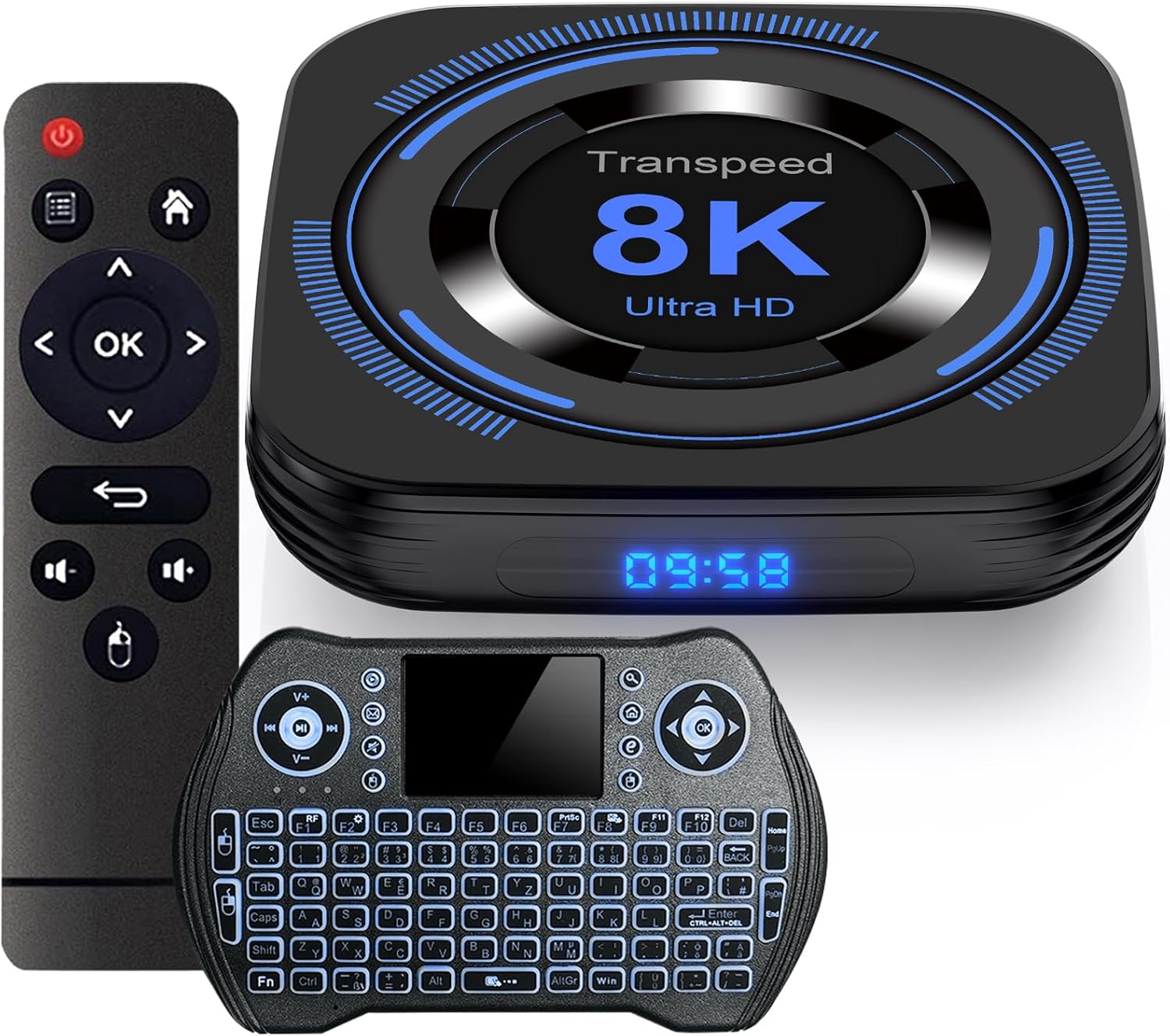 Android TV Box 12.0 4GB 64GB – 8K HDR10 BT5.0 USB 3D Ethernet with Mini Backlit Keyboard