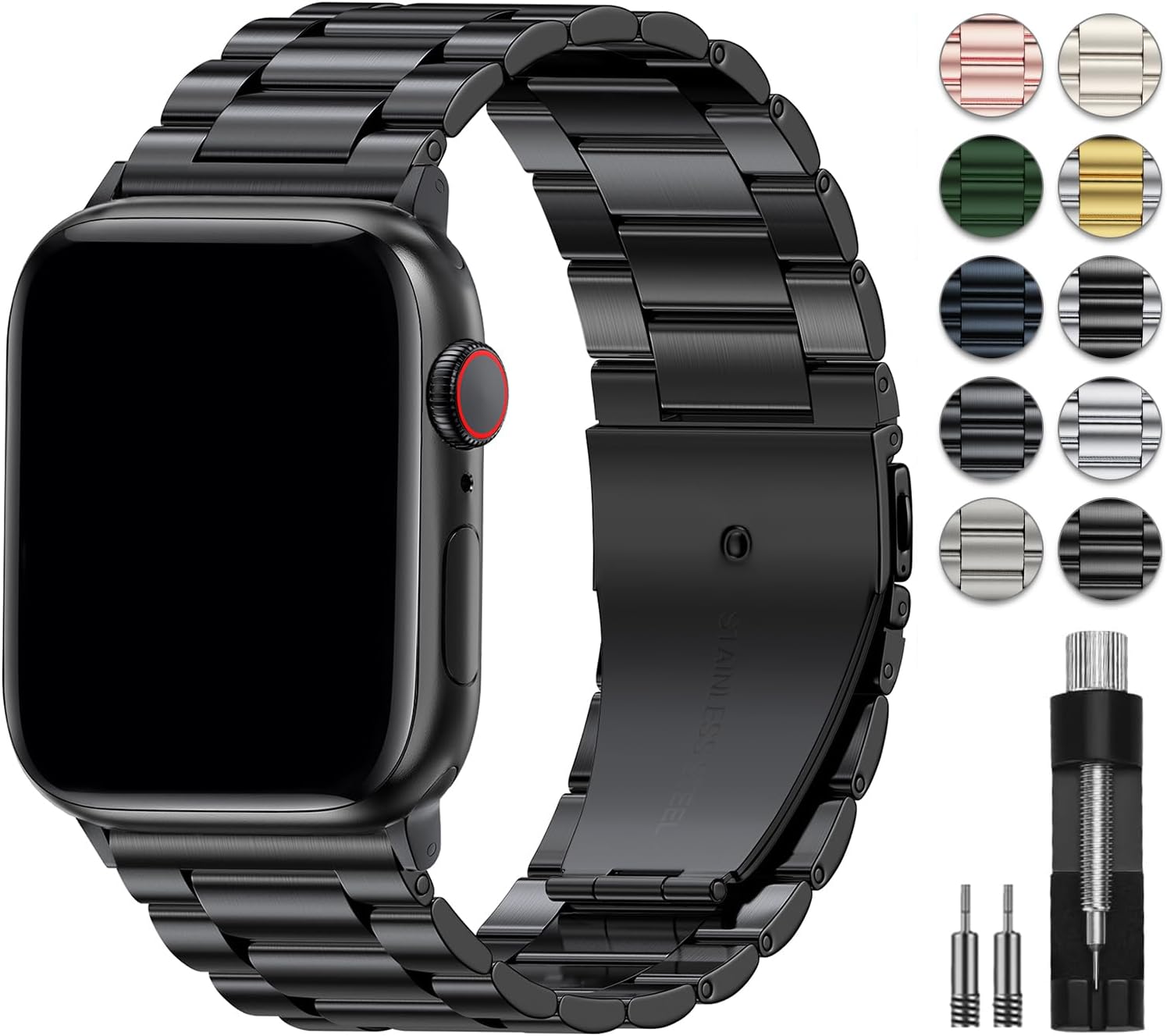 EPULY Metal Band Compatible with Apple Watch Band 49mm 46mm 45mm 44mm 42mm 41mm 40mm 38mm Men & Women, Business Stainless Steel Strap for iWatch Bands Ultra 2, SE, Ultra Series 9 8 7 6 5 4 3 2 1
