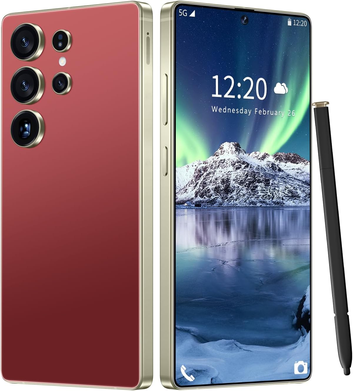 I25 Ultra Unlocked Phone 16+1TB,Built in Pen The Phone,Battery 7000mAh 6.99″ HD Screen,Android 14 Smartphone,Face ID/5G/Fingerprint Lock/Dual SIM/GPS (Wine Red, 16+1TB)