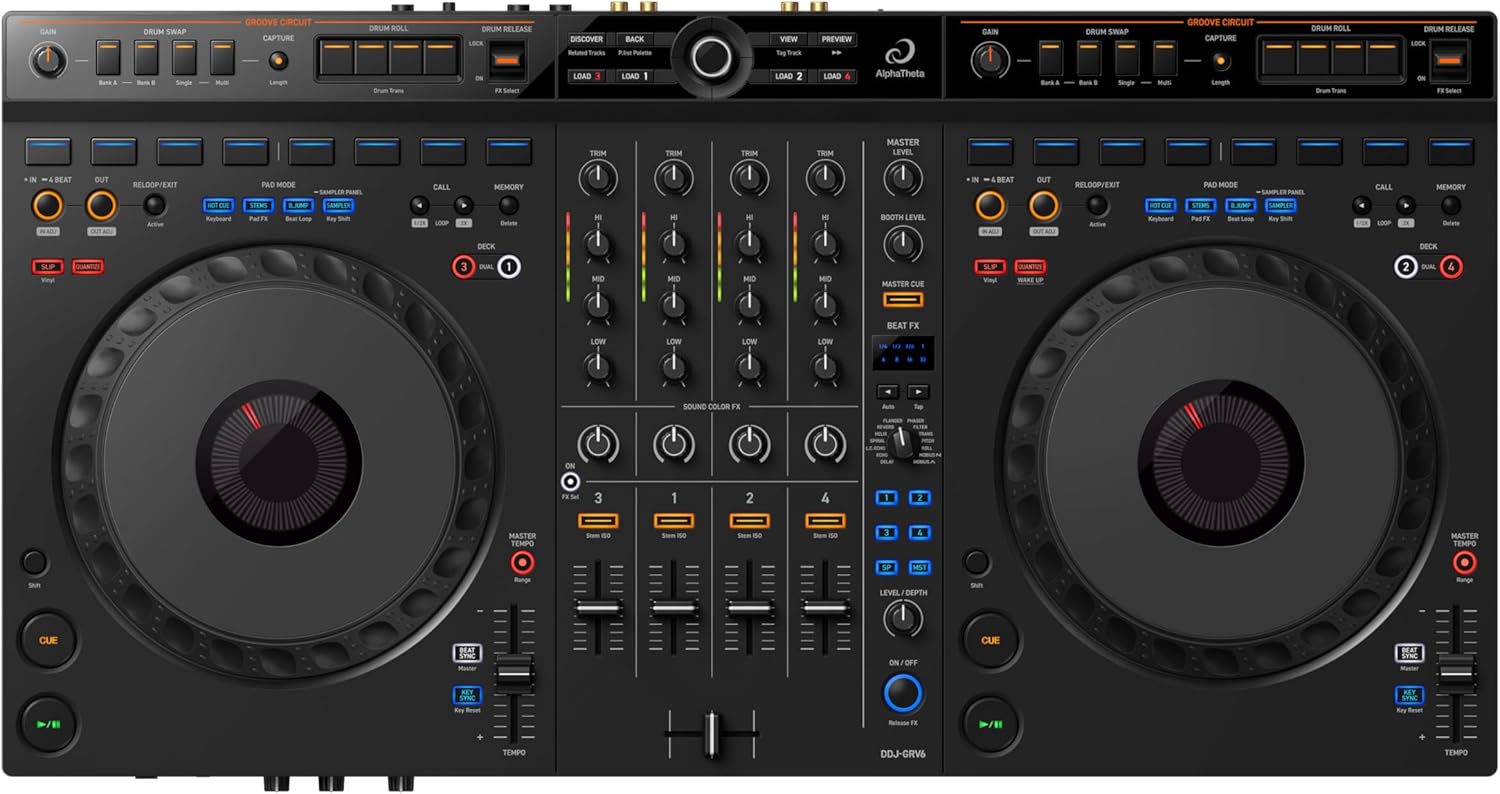 Pioneer DJ AlphaTheta DDJ-GRV6 4-channel performance DJ controller