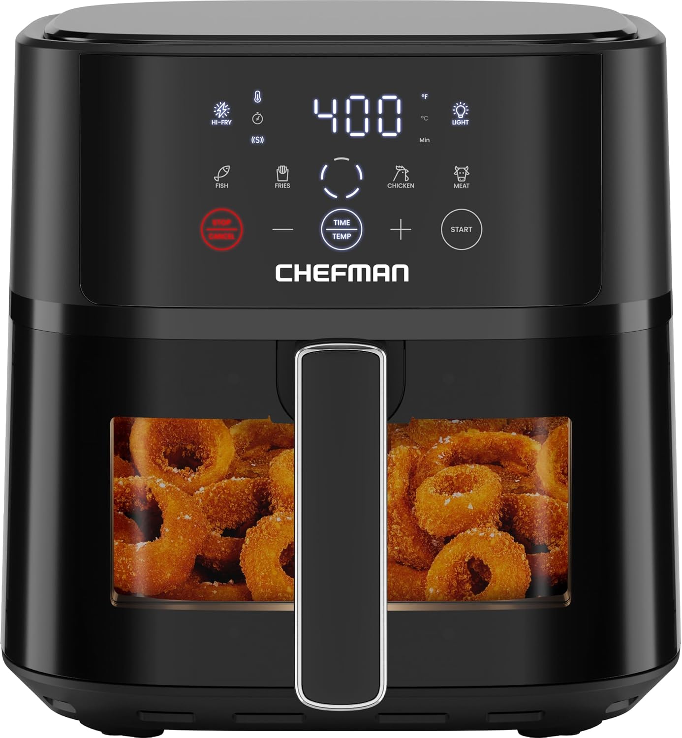 Chefman Air Fryer – 6 QT Compact Airfryer for Quick & Easy Meals, Features Hi-Fry Technology for Extra Crisp, Easy-View Window, Touch Controls with 4 Presets, Nonstick & Dishwasher Safe Basket – Black