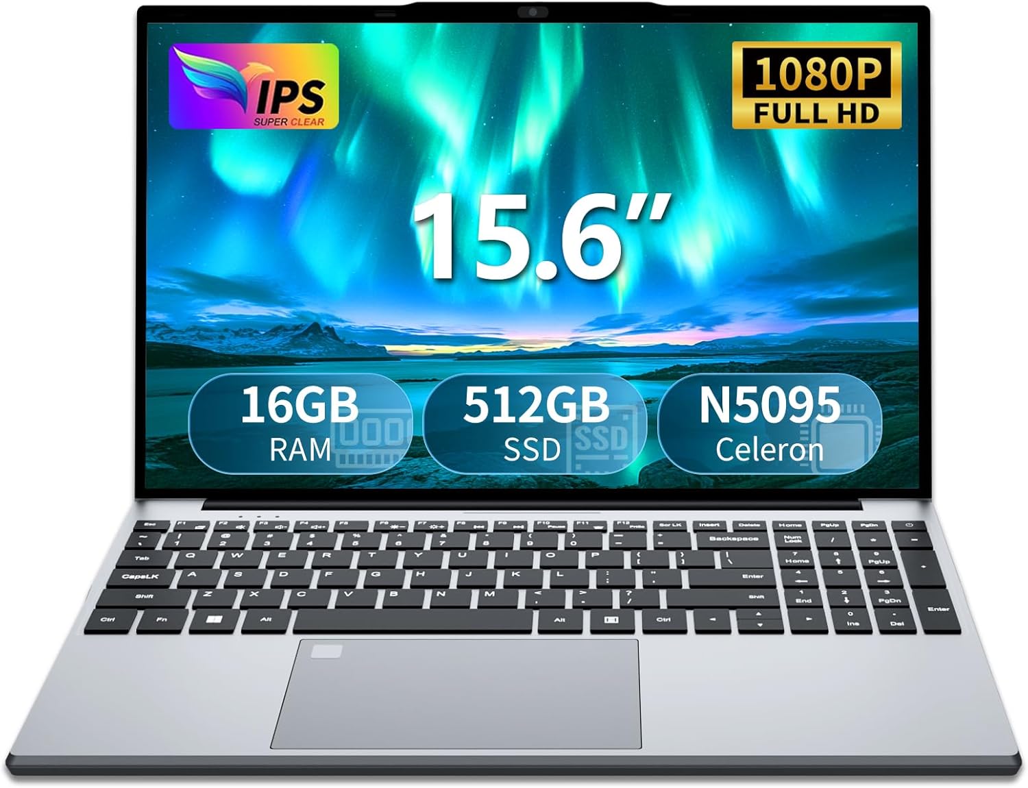 Gaming laptop,15.6 inch Laptop Computer, Laptops Celeron N5095 Processor, 16GB 512GB SSD FHD 1920 * 1080 Display 180 Angle Opening Fingerprint Unlock Backlit Keyboard Mini-HDMI Traditional Computers