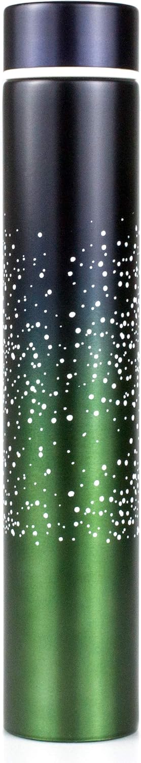 Insulated Vacuum Thermos Water Bottle Stainless Steel Double Wall Leak Proof Keep Hot and Cold for 8 Hours Slim Skinny Fashionable Flask 8.5 Ounce (Starry Green 8.5 Oz)