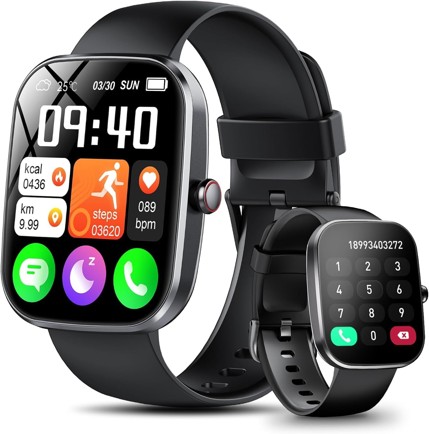 Smart Watch for Men Women, 1.91″ HD Smartwatch with Bluetooth Call (Answer/Make), Activity Fitness Tracker with Sleep Monitor, 120+ Sports Modes, IP68 Waterproof Fitness Watch for iOS Android, Black