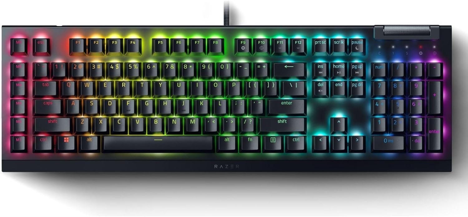 Razer BlackWidow V4 X Mechanical Gaming Keyboard: Yellow Switches Linear & Silent – 6 Macro Keys – Chroma RGB – Doubleshot ABS Keycaps – Roller & Media Keys – Snap Tap