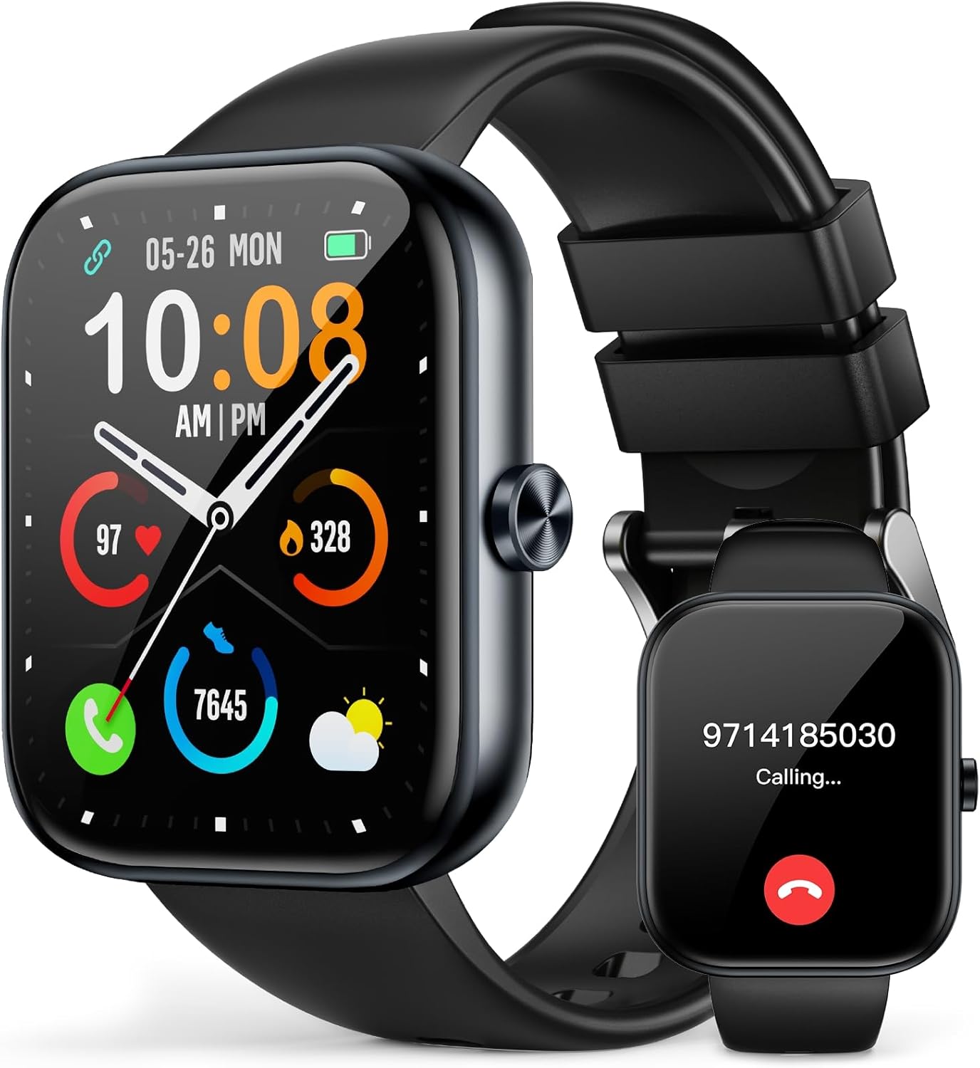 Smartwatch for Men Women(Answer/Make Call), 1.83″ HD Touch Screen Smartwatch with Heart Rate/Sleep/Spo2 Monitor, Pedometer, IP68 Waterproof, 110+ Sport Modes, Fitness Tracker for Android iOS, Black