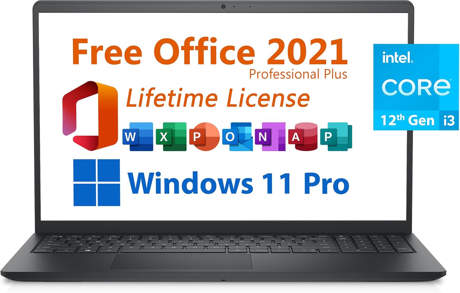 Dell 2024 Inspiron 15 Laptop, Free Microsoft Office 2021 with Lifetime License, 15.6″ FHD 1920 x 1080, Intel 6-Core i3-1215U upto 4.4 GHz, 16GB DDR4 RAM, 512GB PCIe SSD, Windows 11 Pro, Black