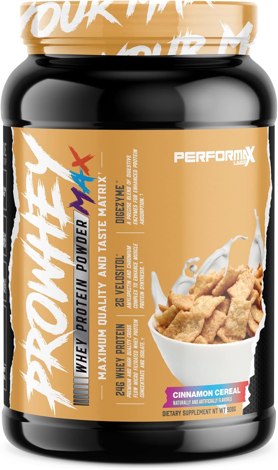 ProWhey Max Whey Protein Powder | Maximum Quality and Taste | 24g Protein with Added Digestive Enzymes | Delicious Flavors (Cinnamon Cereal, 2 Pounds)