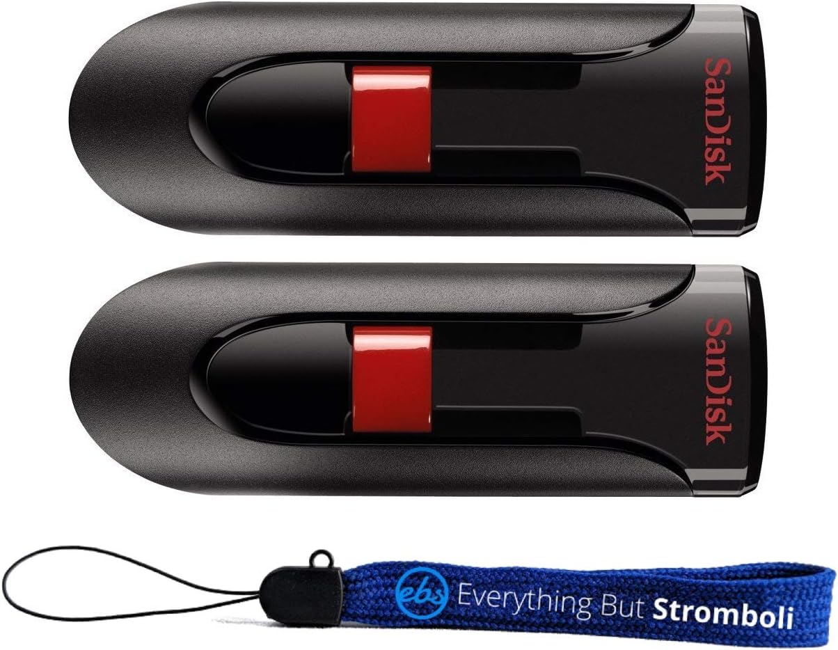 SanDisk Cruzer Glide 128GB Flash Drive (2 Pack) USB 2.0 Port Jump Drive Pen Drive (SDCZ60-128-B35) Bundle with (1) Everything But Stromboli Lanyard