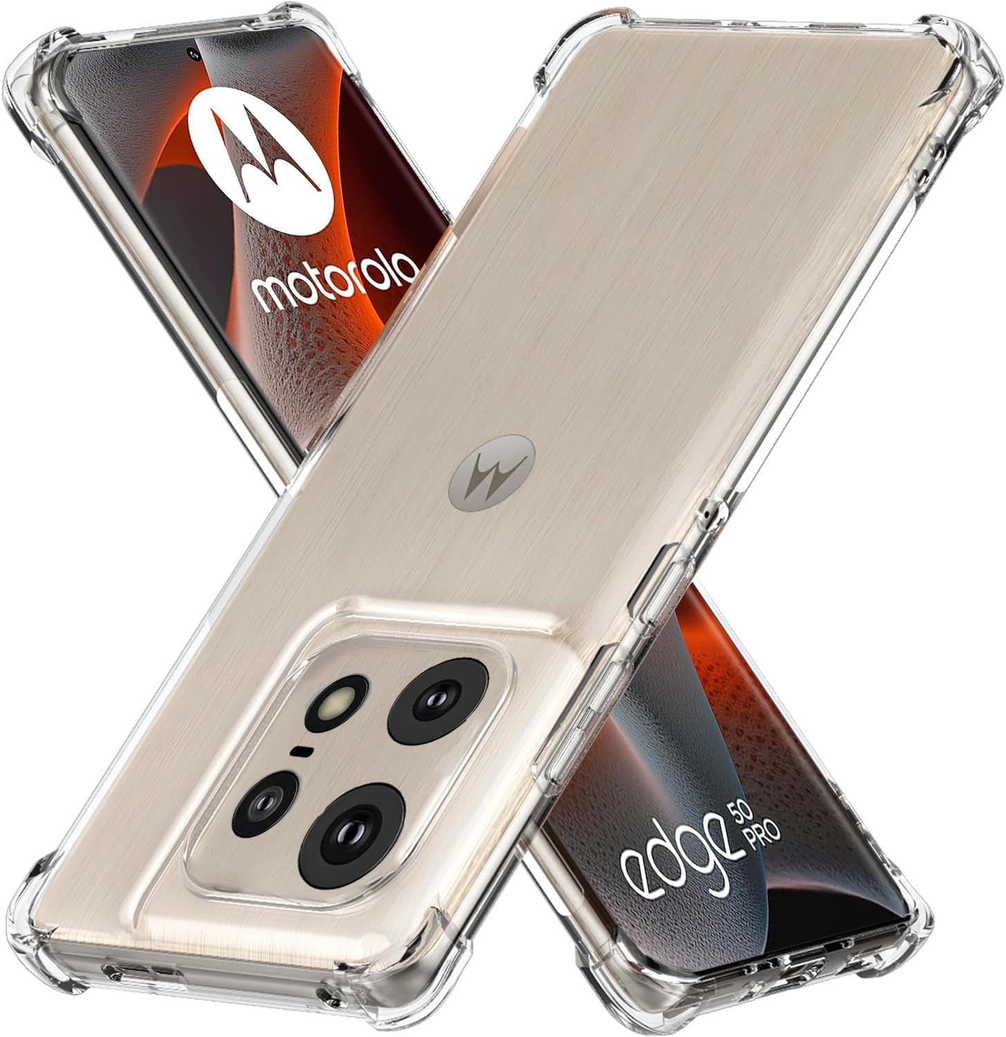 Case for Motorola Moto Edge 50 Pro/Edge 50 Clear TPU Four Corners Military-Grade Protection Cover Transparent Soft funda