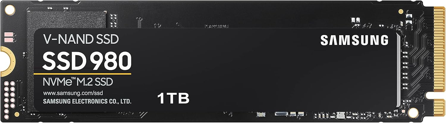 Samsung 980 SSD 1TB PCle 3.0×4, NVMe M.2 2280, Internal Solid State Drive, Storage for PC, Laptops, Gaming and More, HMB Technology, Intelligent Turbowrite, Speeds of up-to 3,500MB/s, MZ-V8V1T0B/AM