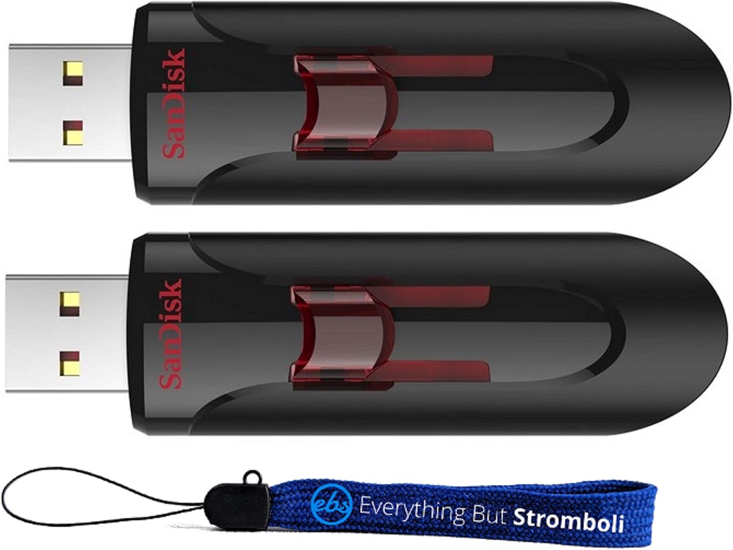SanDisk 128GB Glide 3.0 CZ600 (2 Pack) 128GB USB Flash Drive Flash Drive Jump Drive Pen Drive High Performance – with (1) Everything But Stromboli ™ Lanyard