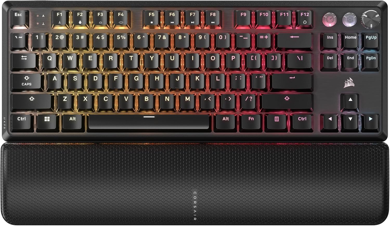 Corsair K70 PRO TKL RGB Tenkeyless Mechanical Wired Gaming Keyboard – Pre-Lubed Hall Effect MGX Hyperdrive Adjustable Switches, Simultaneous SOCD and Rapid Trigger, ABS Double-Shot, QWERTY NA – Black