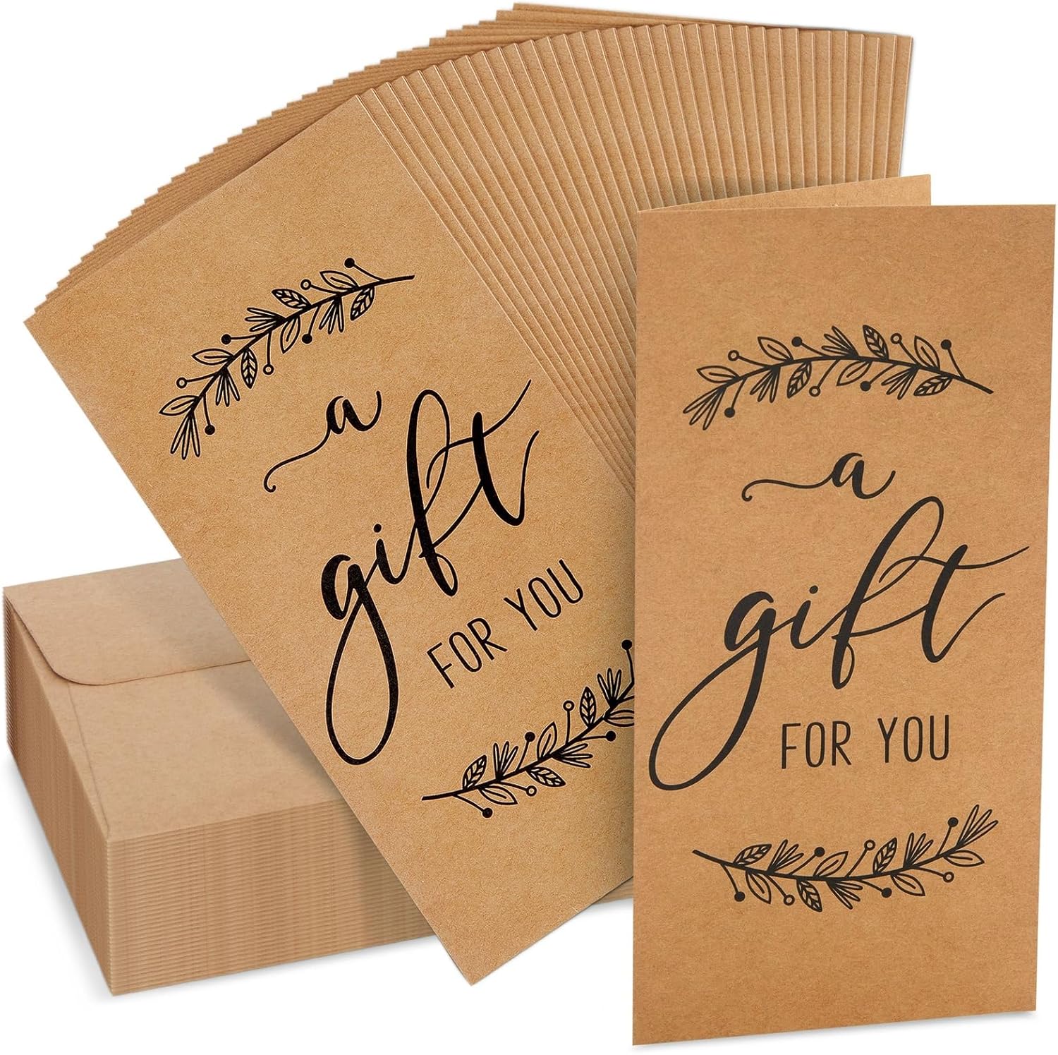 36 Pack Money Cards with Envelopes, A Gift for You Cards for Cash, Holiday’s, Birthday’s (Kraft Paper, 3.5 x 7.25 In)