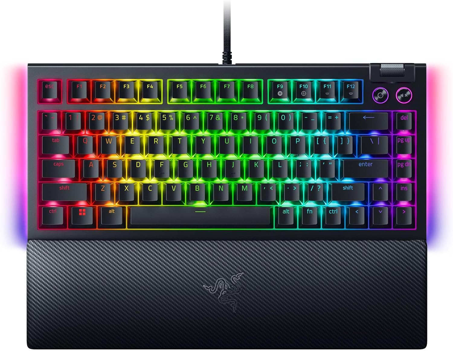Razer BlackWidow V4 75% Mechanical Gaming Keyboard: Hot Swappable Design – Compact & Durable – Orange Tactile Switches – Chroma RGB – Roller & Media Keys – Wrist Rest Snap Tap – Black