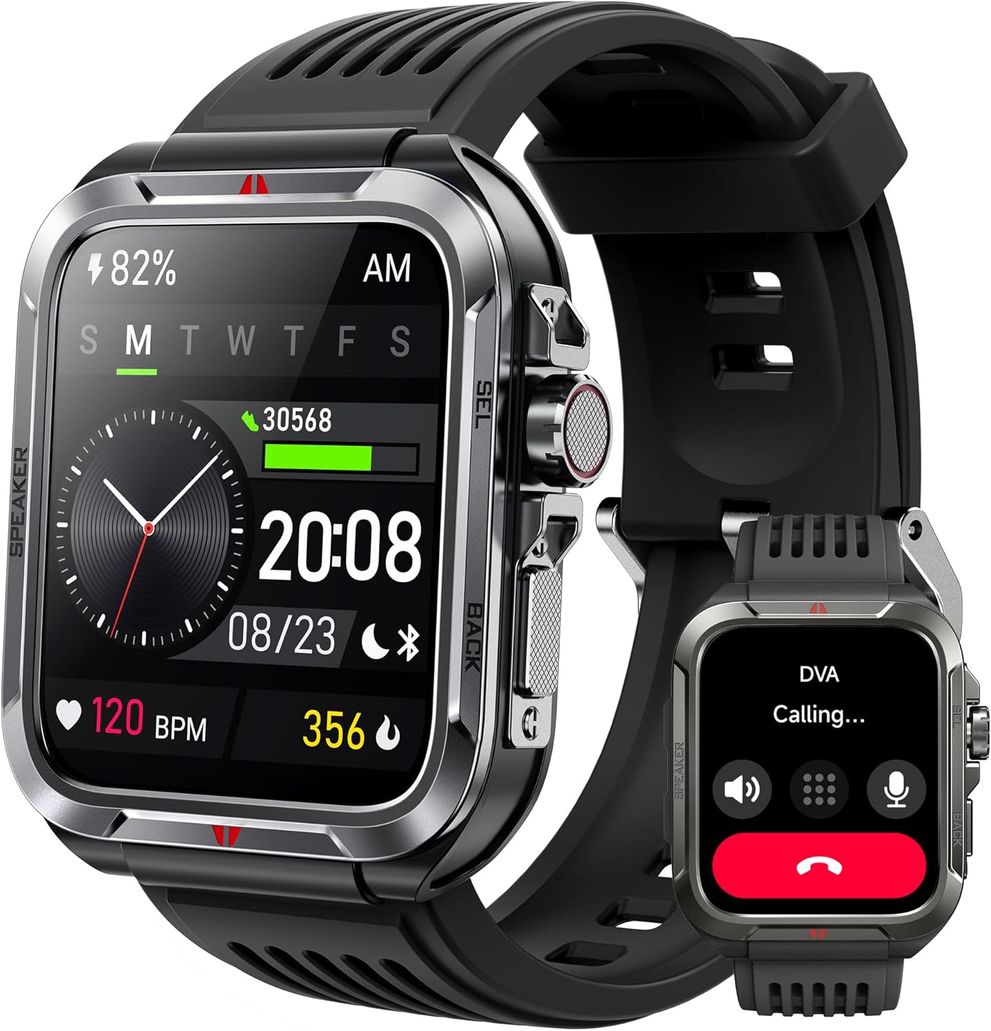 Smart Watch for Men, Answer/Make Bluetooth Calls, Metal Frame 1.8″ Alexa Built-in Fitness Tracker with IP68/100 Sports Modes/Heart Rate/SpO2/Stress/Sleep Monitor for iOS/Android (Black)