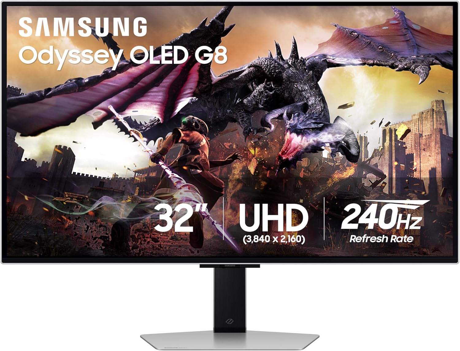 Samsung 32″ Odyssey OLED G8 (G80SD) Series 4K UHD Smart Gaming Monitor w QD-OLED, 240Hz 0.03ms, G-Sync Compatible, Glare-Free Display, Sleek Metal Design, LS32DG800SNXZA, 3 Yr Warranty