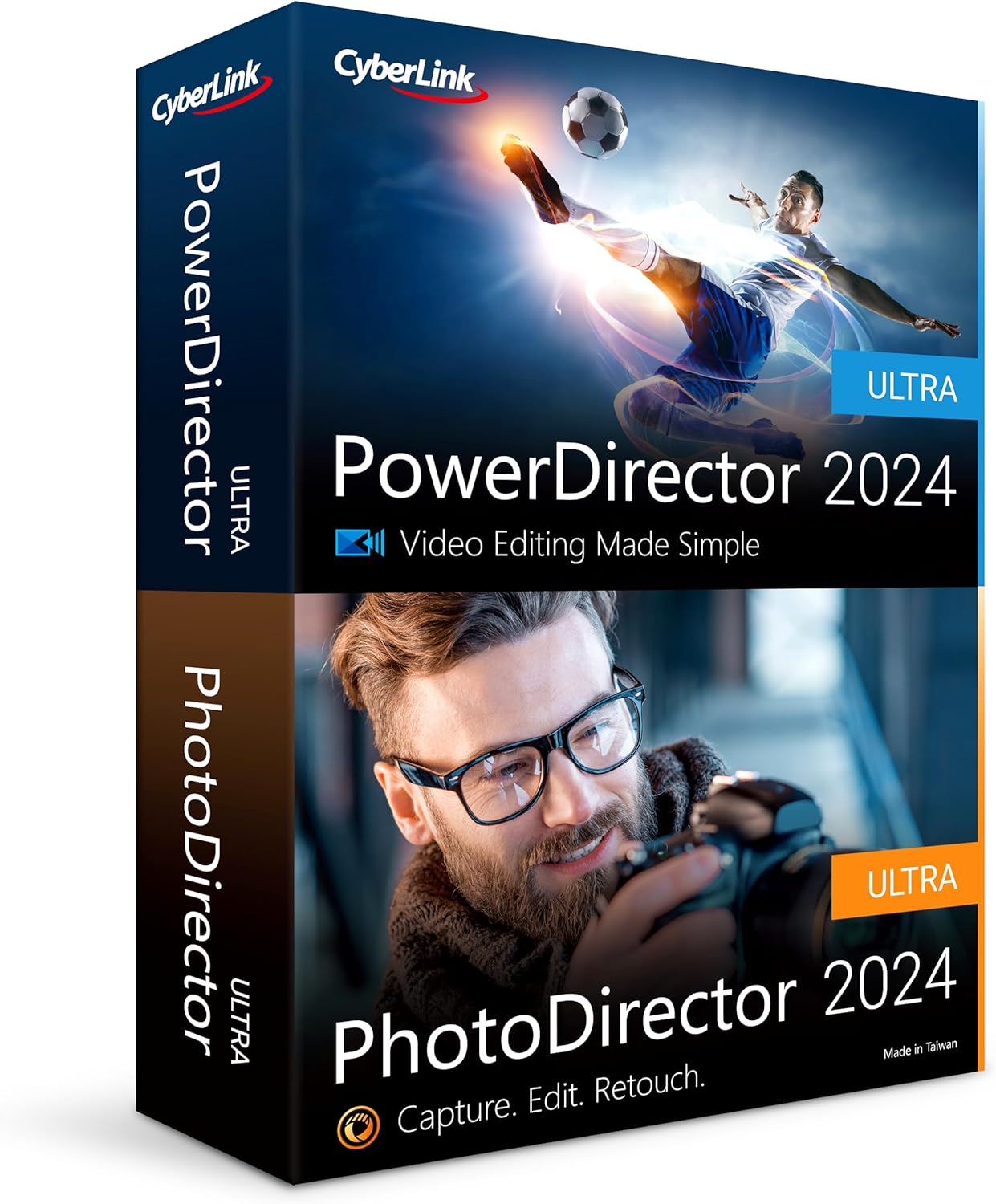 CyberLink PowerDirector and PhotoDirector 2024 Ultra | Easy AI Video Editing and AI Photo Editing Software for Windows | Slideshow | Screen Recorder [Retail Box with Download Card]